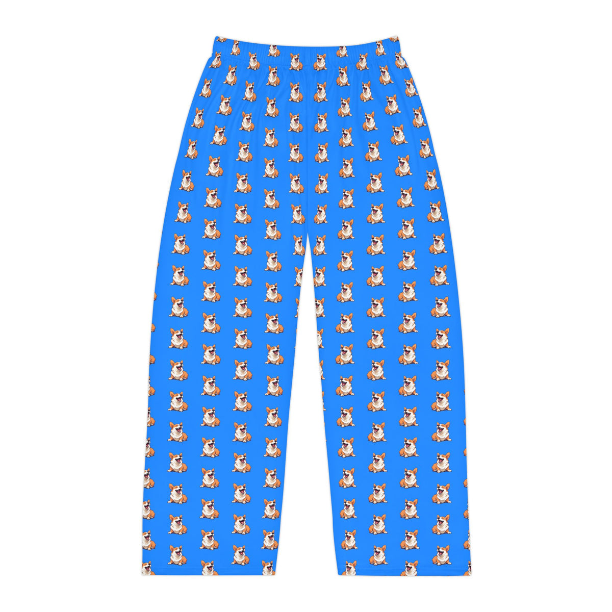 Comical Corgi All Smiles Repeater Pattern Men's Blue Lounge Pants