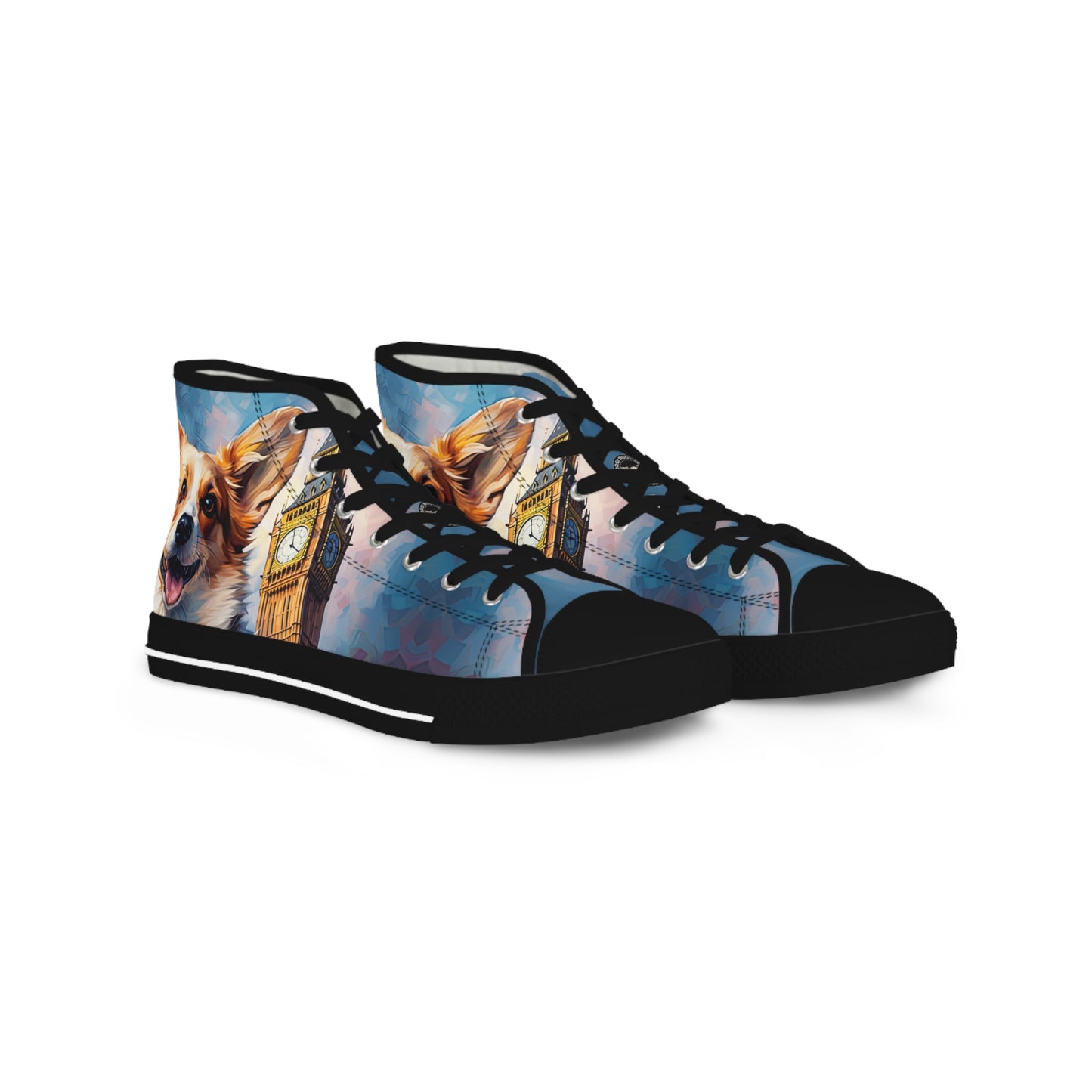 Corgi & Big Ben in London Men's High Top Casual Canvas Sneakers