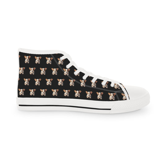 Puppy Corgi Portrait Mosaic Men's High Top Casual Black Canvas Sneakers
