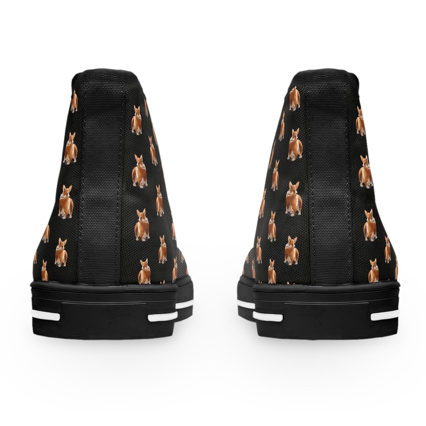 Corgi Contempt Mosaic Pattern Women's High Top Casual Black Canvas Sneakers