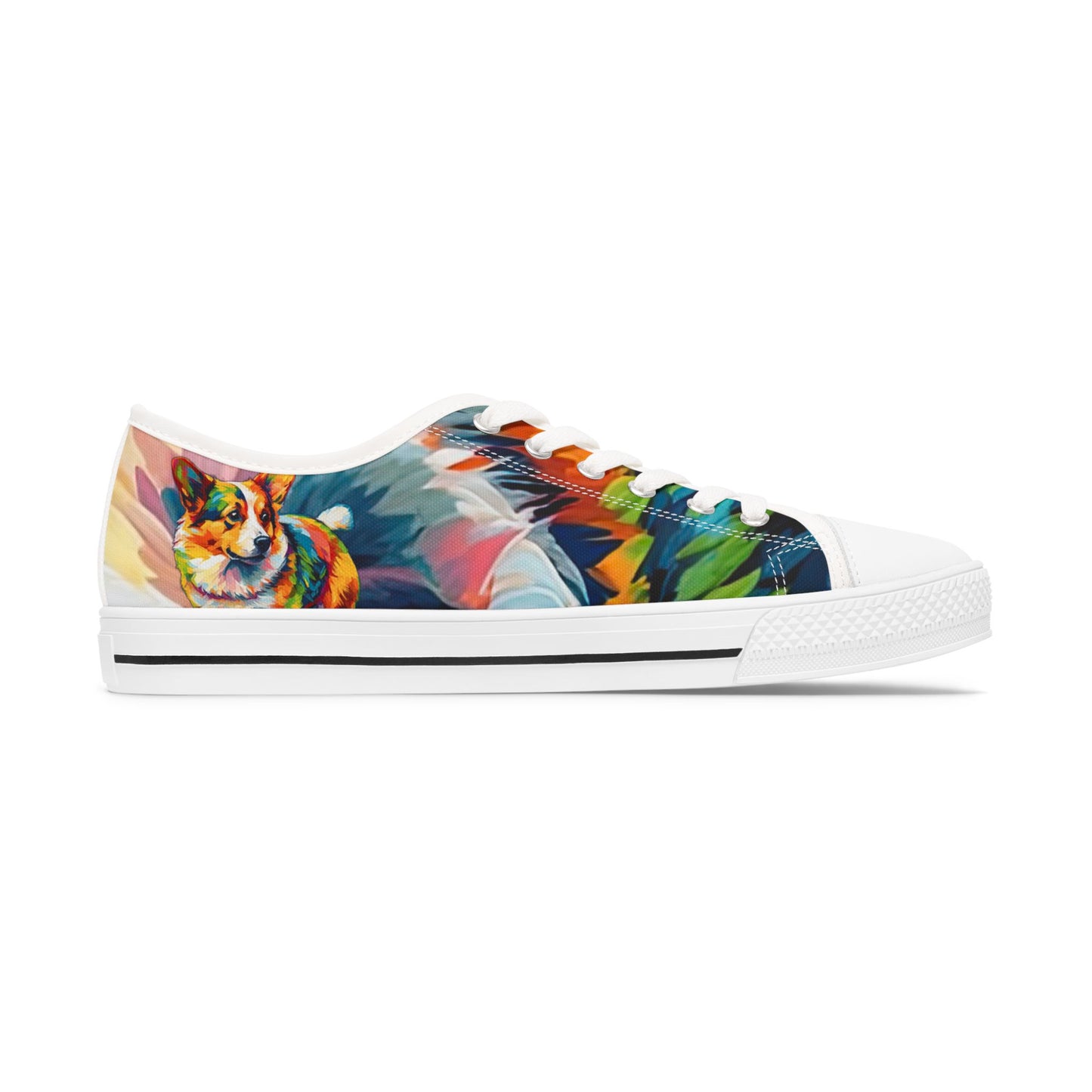 Scouter Corgi Artistic Abstract Colorful Women's Low Top Casual Canvas Sneakers