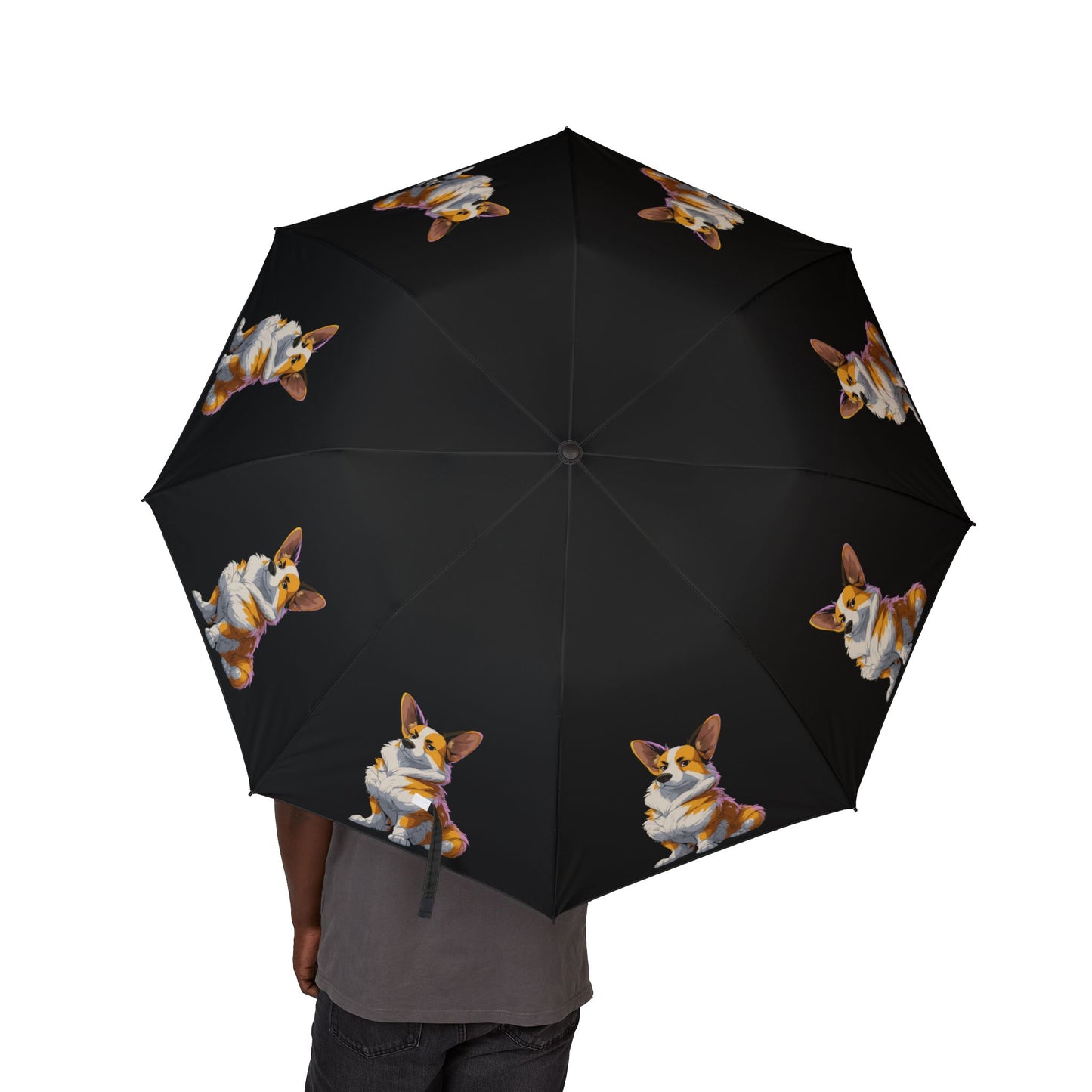 Boss Dog Corgi Compact Foldable Black Umbrella