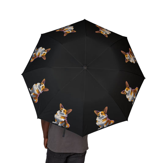 Boss Dog Corgi Compact Foldable Black Umbrella