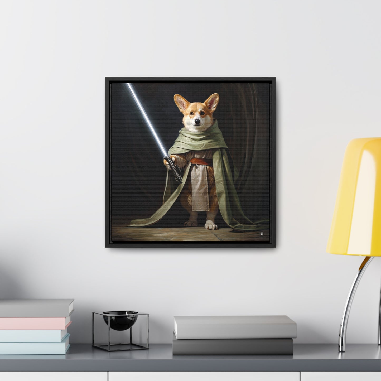 Jedi Corgi - Framed on Canvas