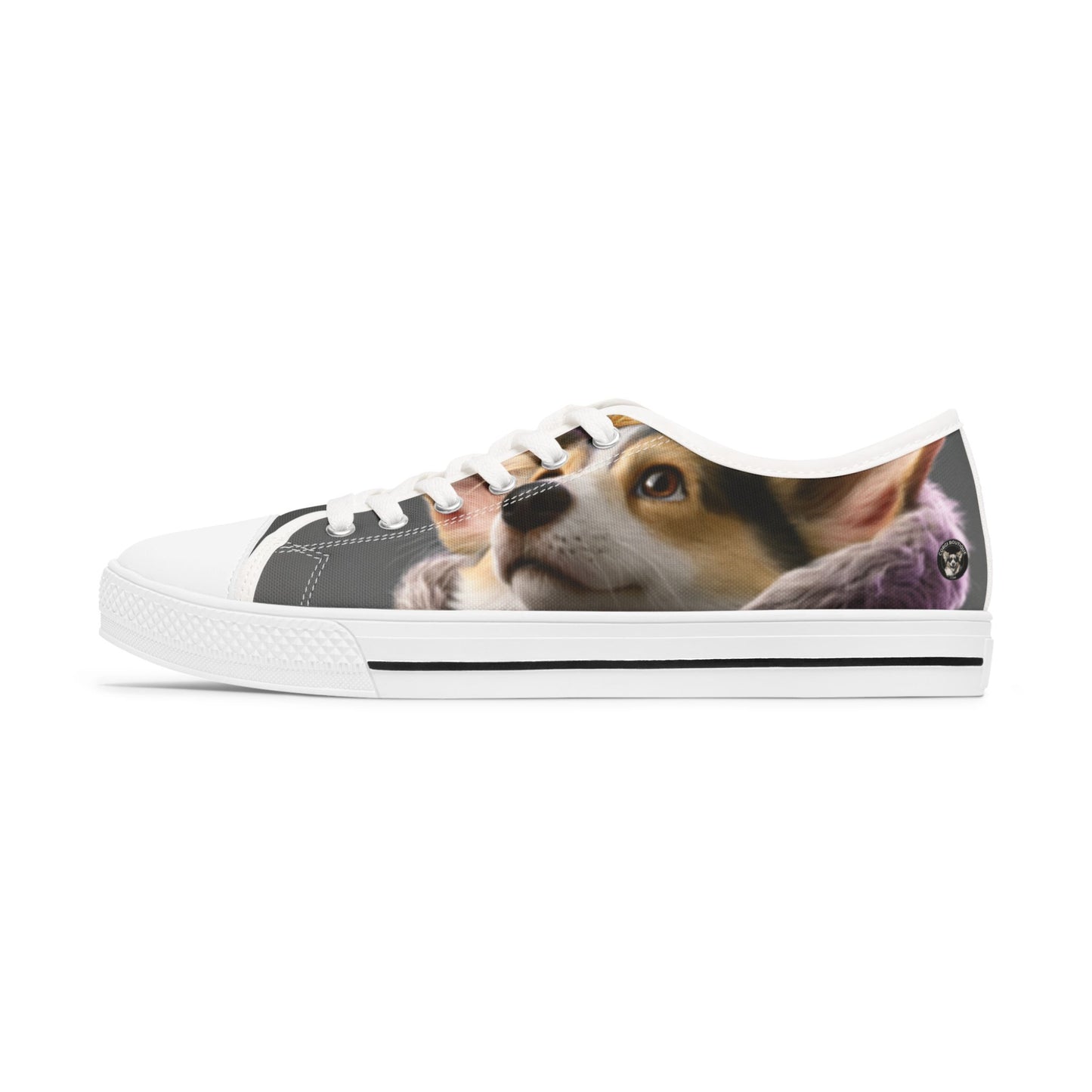 King Pup Cute Corgi Face Women's Low Top Casual Canvas Sneakers