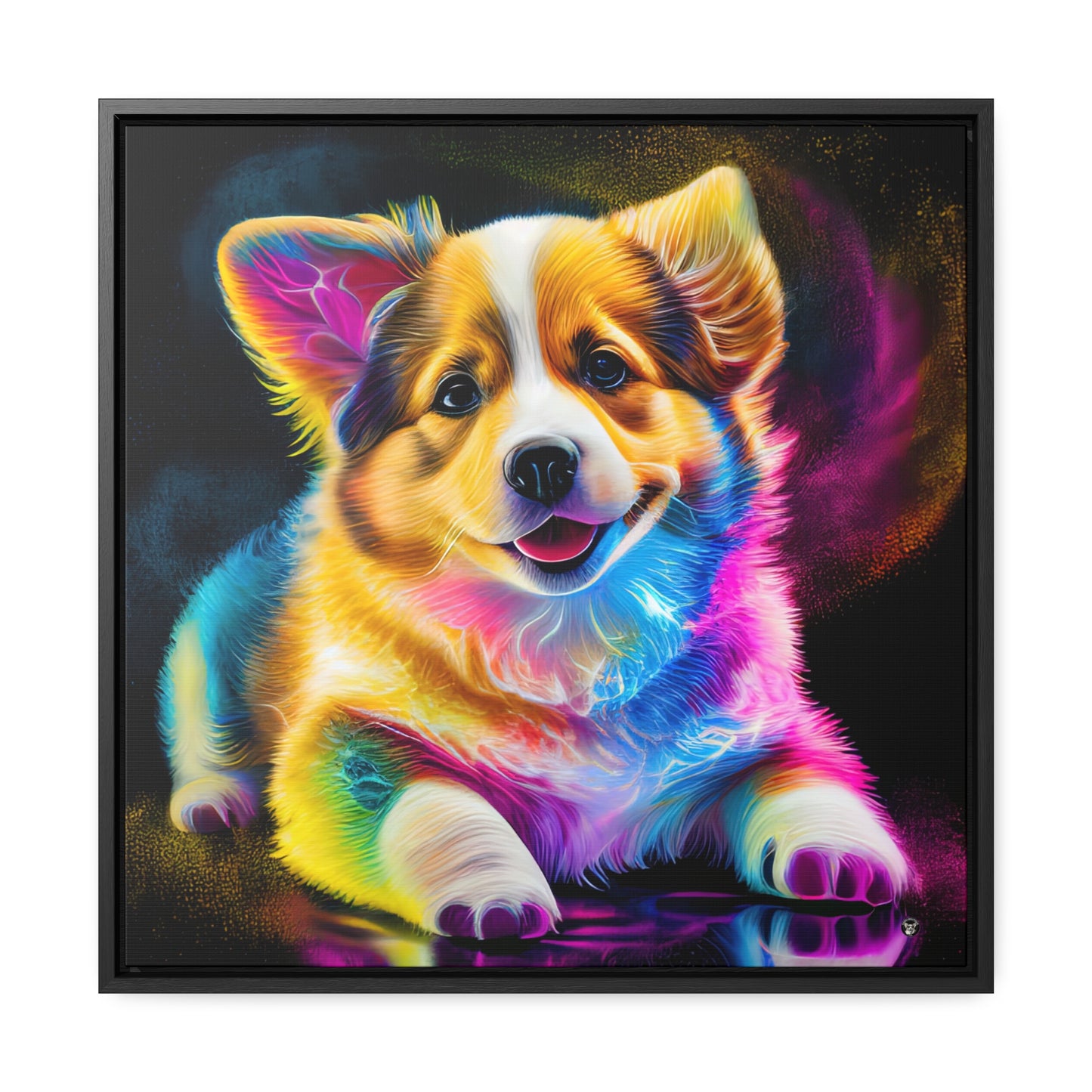 Colorful Corgi - Framed on Canvas