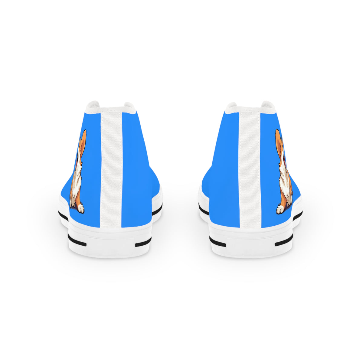 Comical Corgi All Smiles Men's High Top Casual Blue Canvas Sneakers