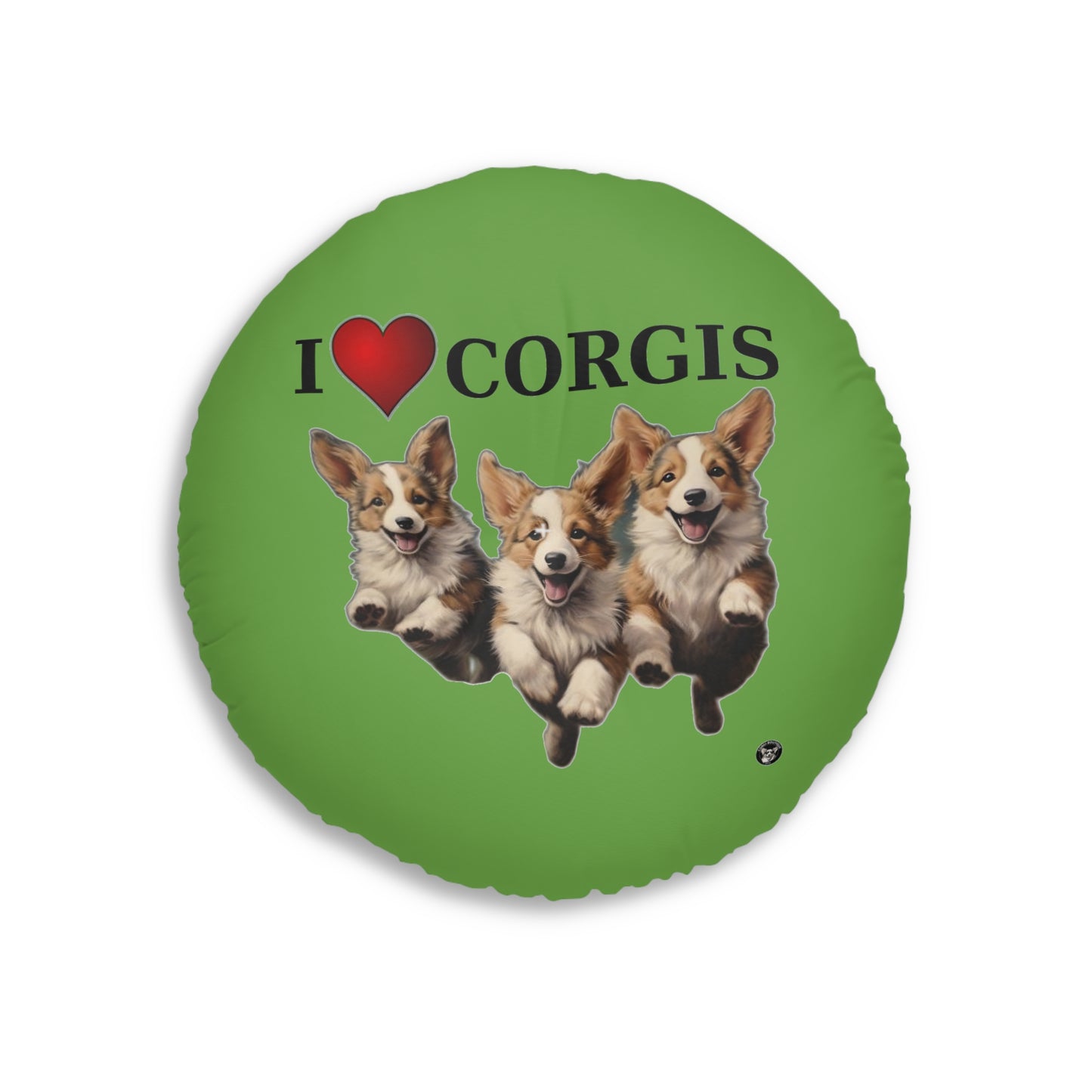 I Heart Corgis in Green - Floor Pillow