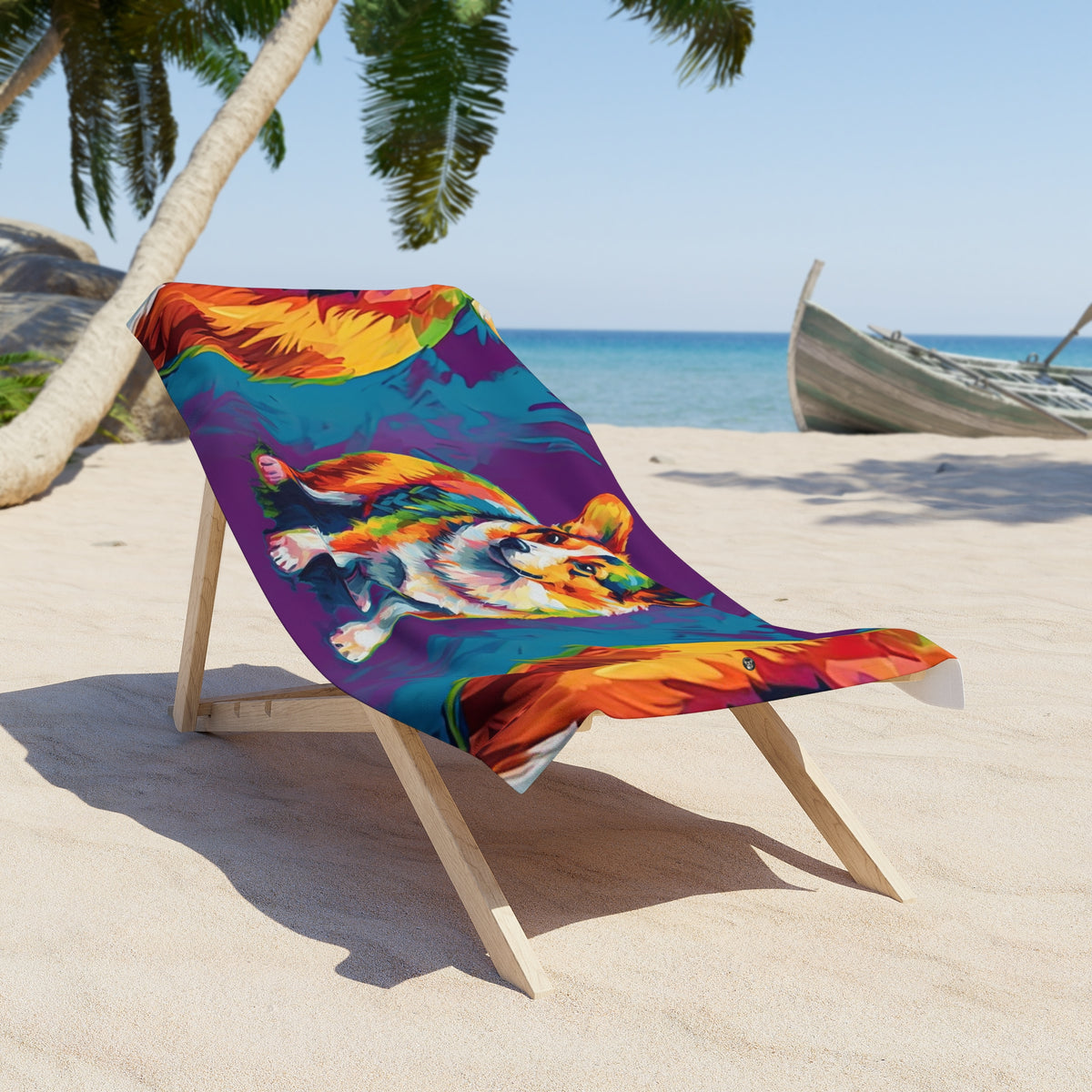 Scouter Corgi Watercolor Beach Towel - Colorful Pool Wrap