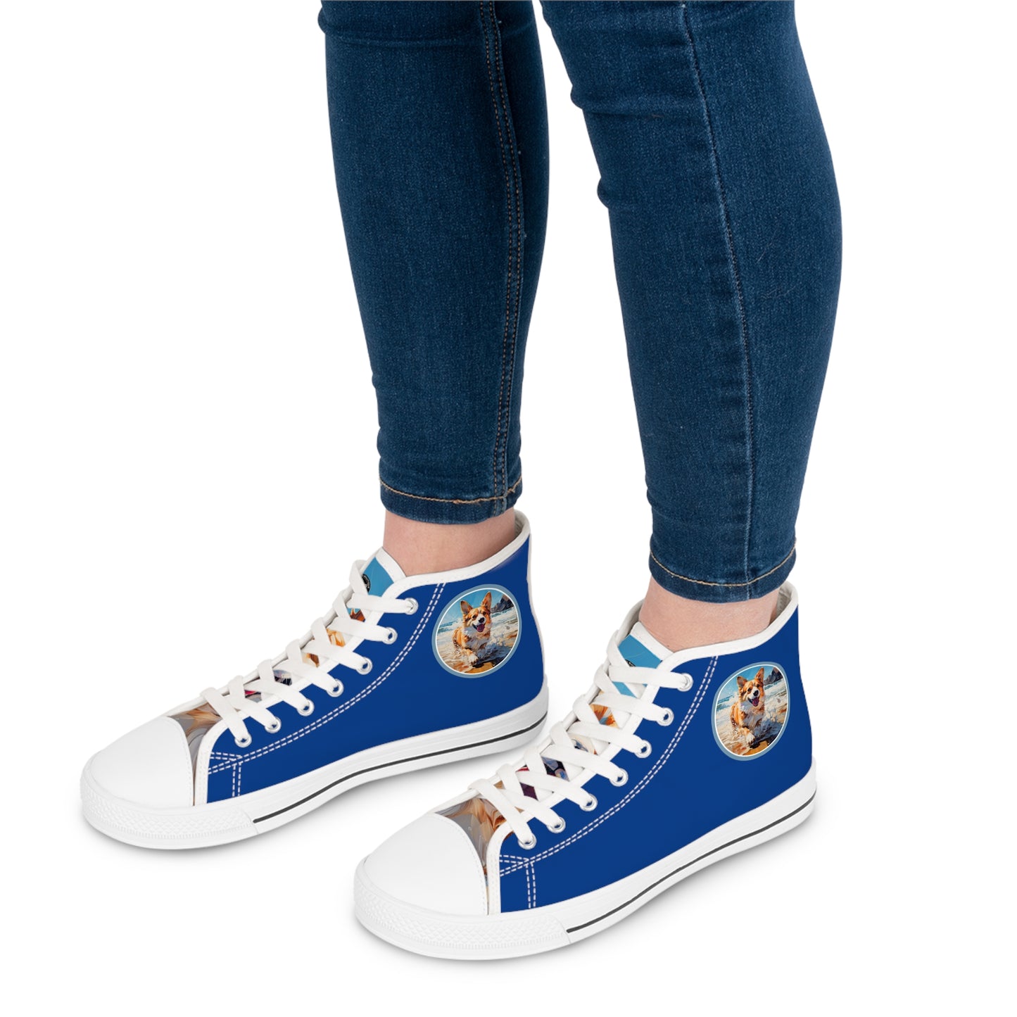 Coastal Corgi - Women's High Top Sneakers