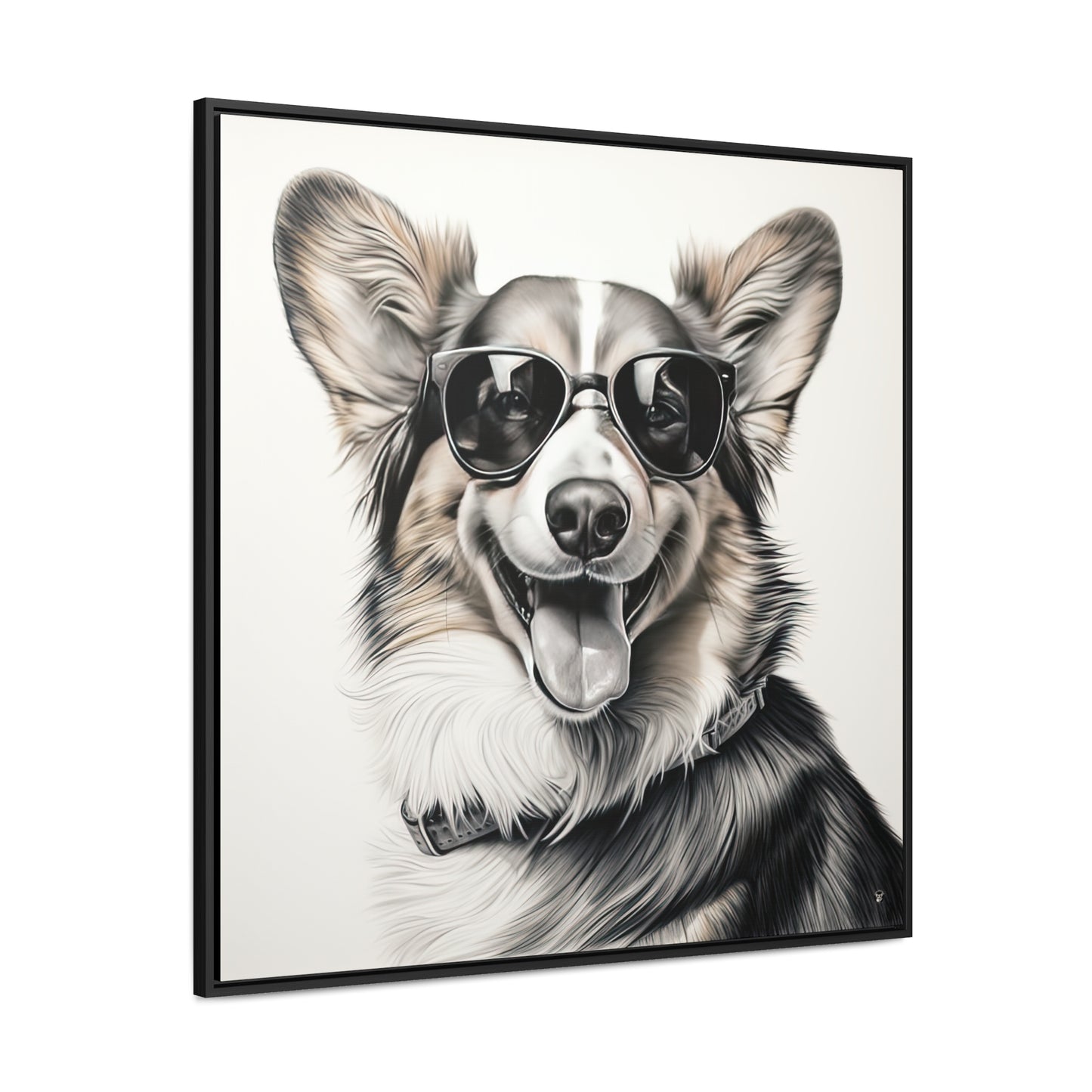 Corgi Cool - Framed on Canvas