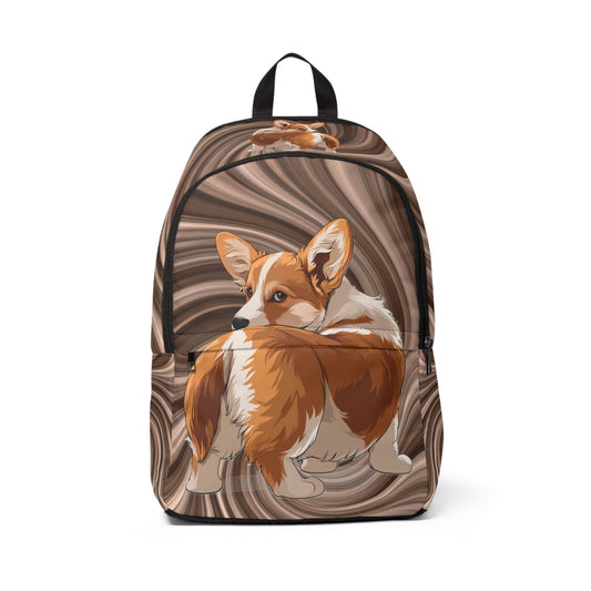 Butt What? Talk To The Butt Contemptuous Corgi Backpack — Cool Corgi Swirling Brown Rucksack
