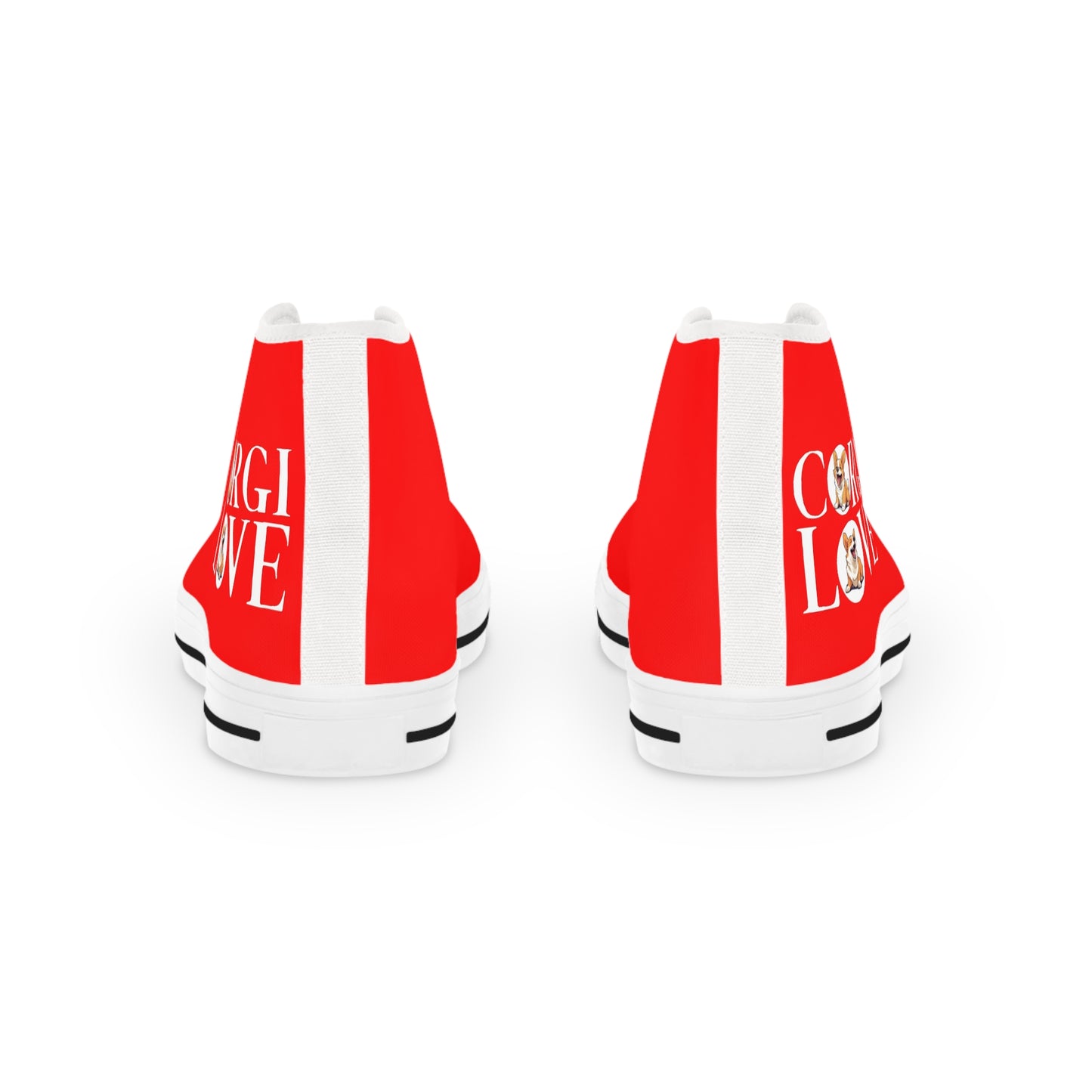 Corgi Love Men's High Top Casual Red Canvas Sneakers