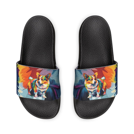 Scouter Corgi Artistic Abstract Men's Slide Sandals - Casual Pool & Beach Slides