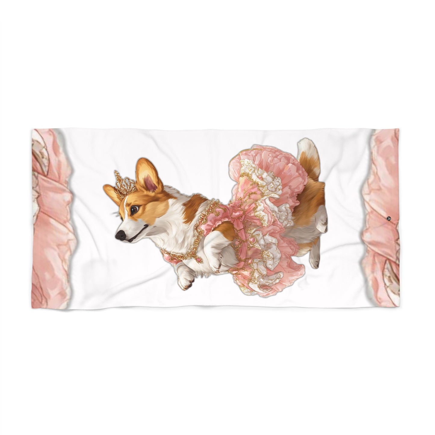 Princess Corgi Beach Towel — Cute Corgi in Pink Ruffle Dress