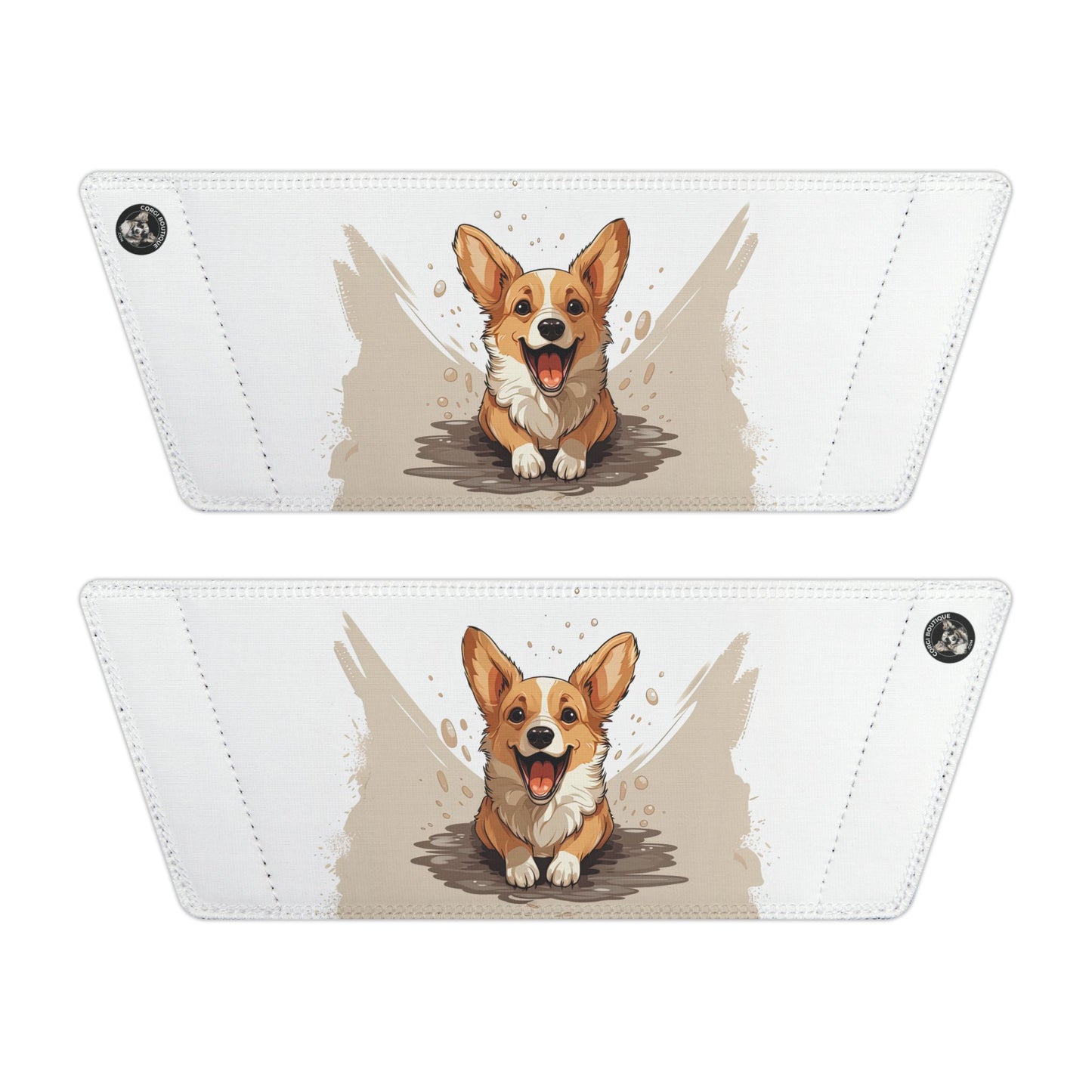 Corgi Cuteness Anime Print Men's Beige & White Slide Sandals - Casual Pool & Beach Slides