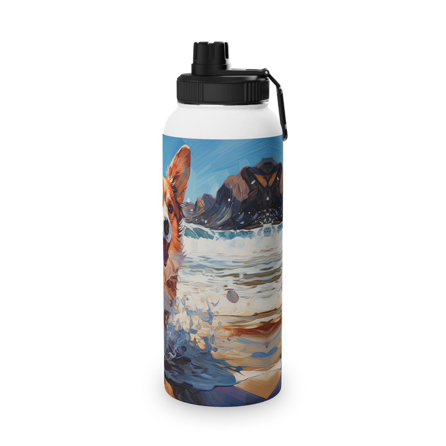 Coastal Corgi - Water Bottle with Sport Lid