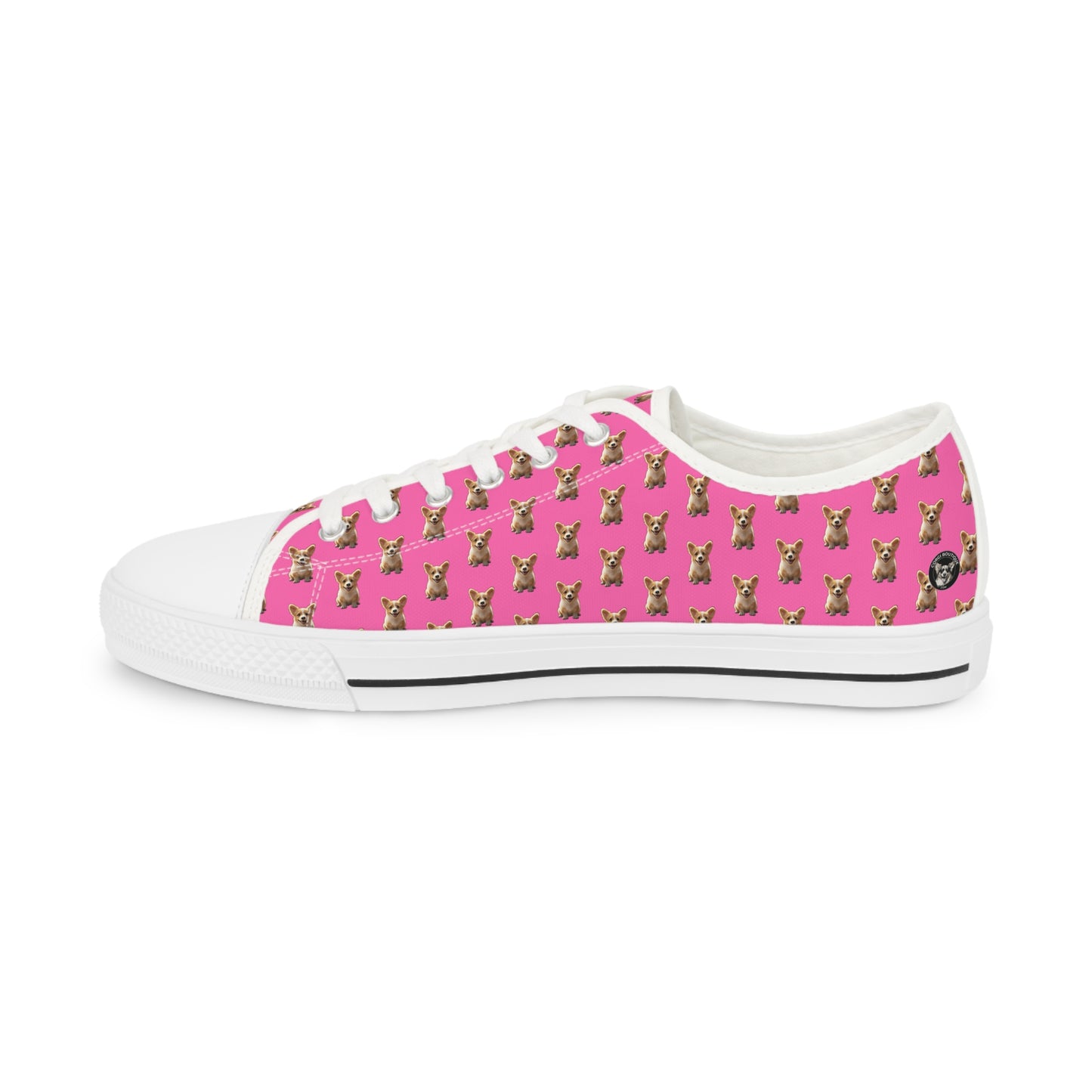 Sweetness Hot Pink Men's Low Top Casual Canvas Sneakers - Corgi Mosaic Pattern