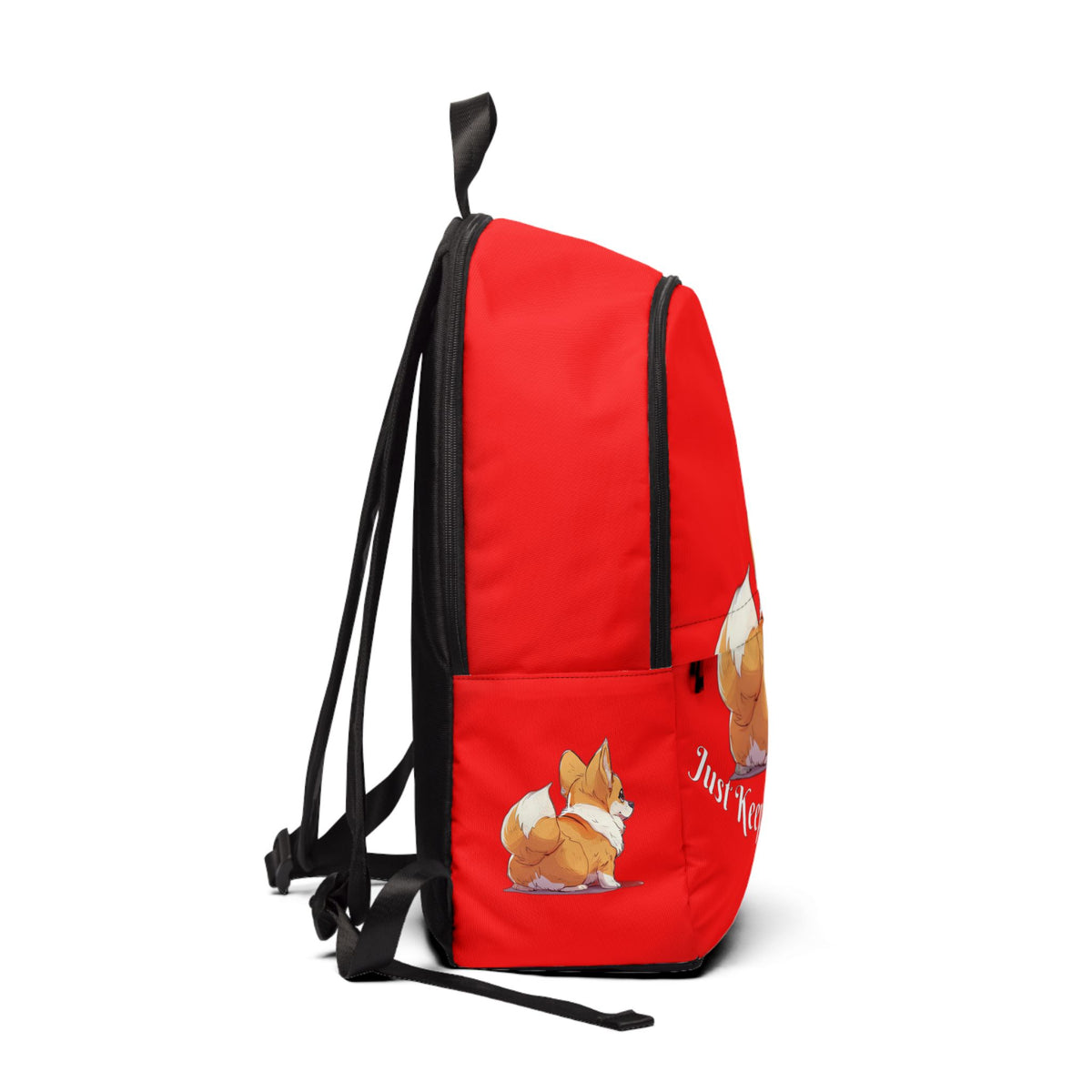 Just Keep Wiggling Corgi Backpack — Red Corgi Rucksack