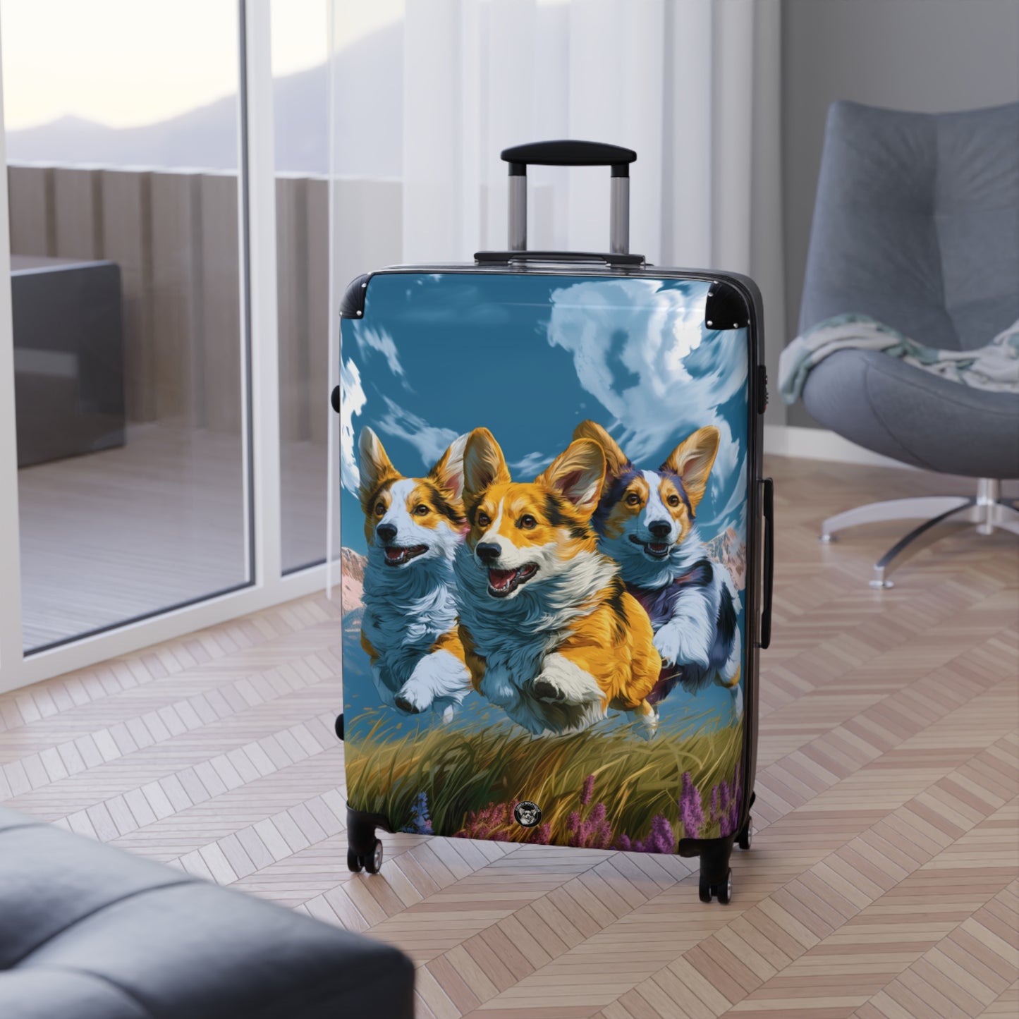 Corgi Running Racers Suitcases — Fast Corgi Racing Pups Rolling Luggage