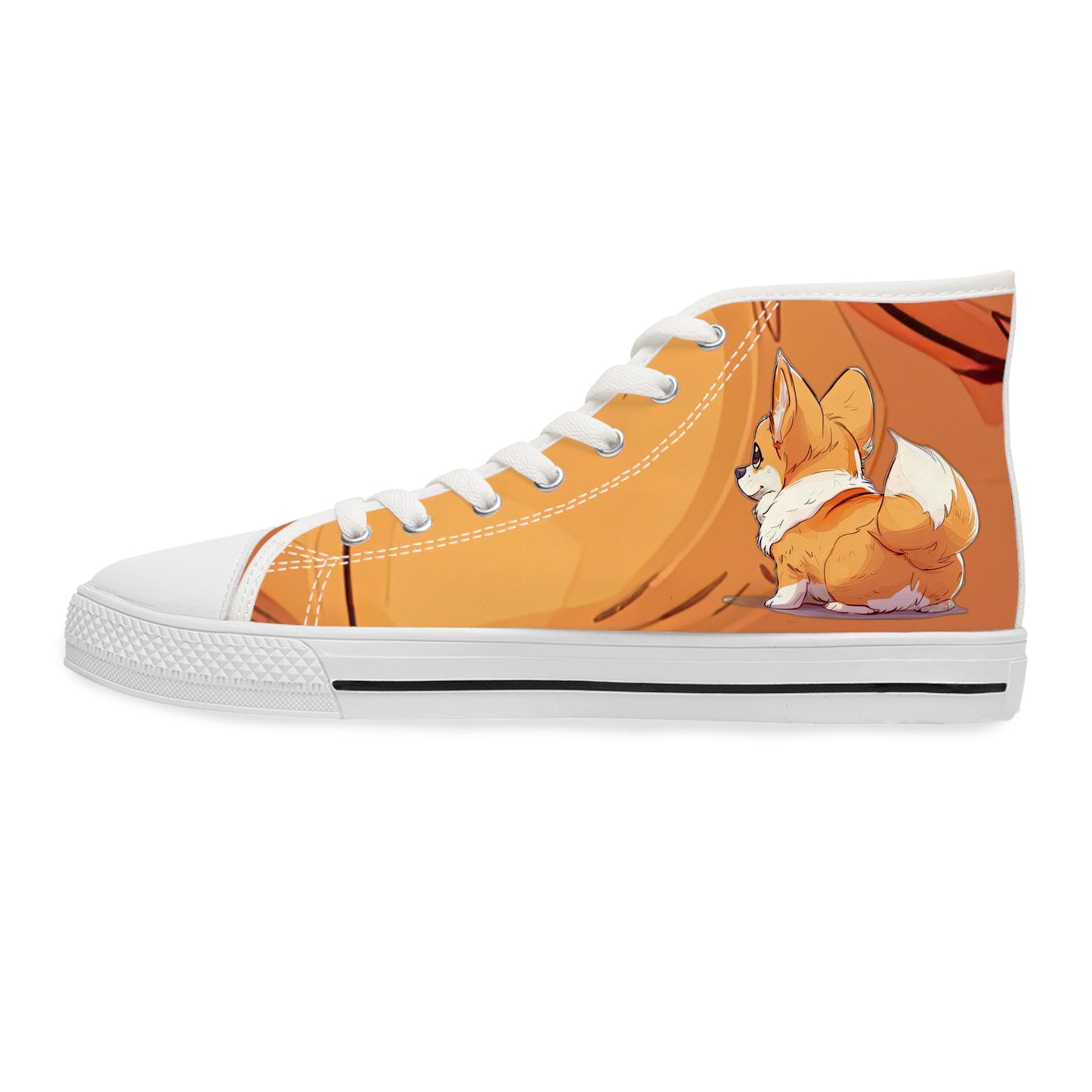Cutie Patootie Corgi Autumn Orange Women's High Top Casual Canvas Sneakers