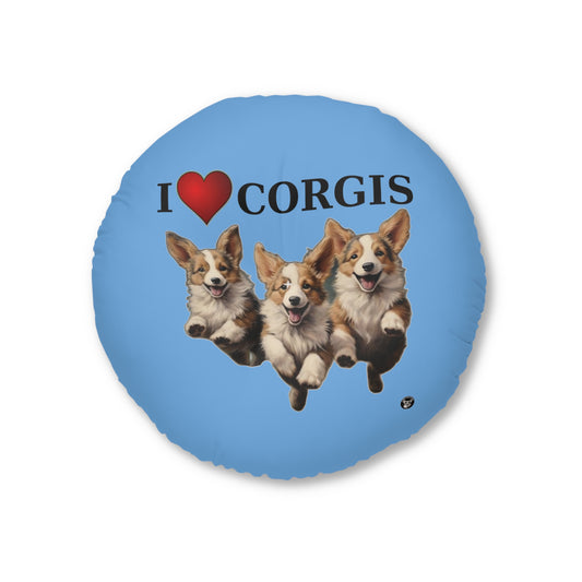 I Heart Corgis in Blue - Floor Pillow