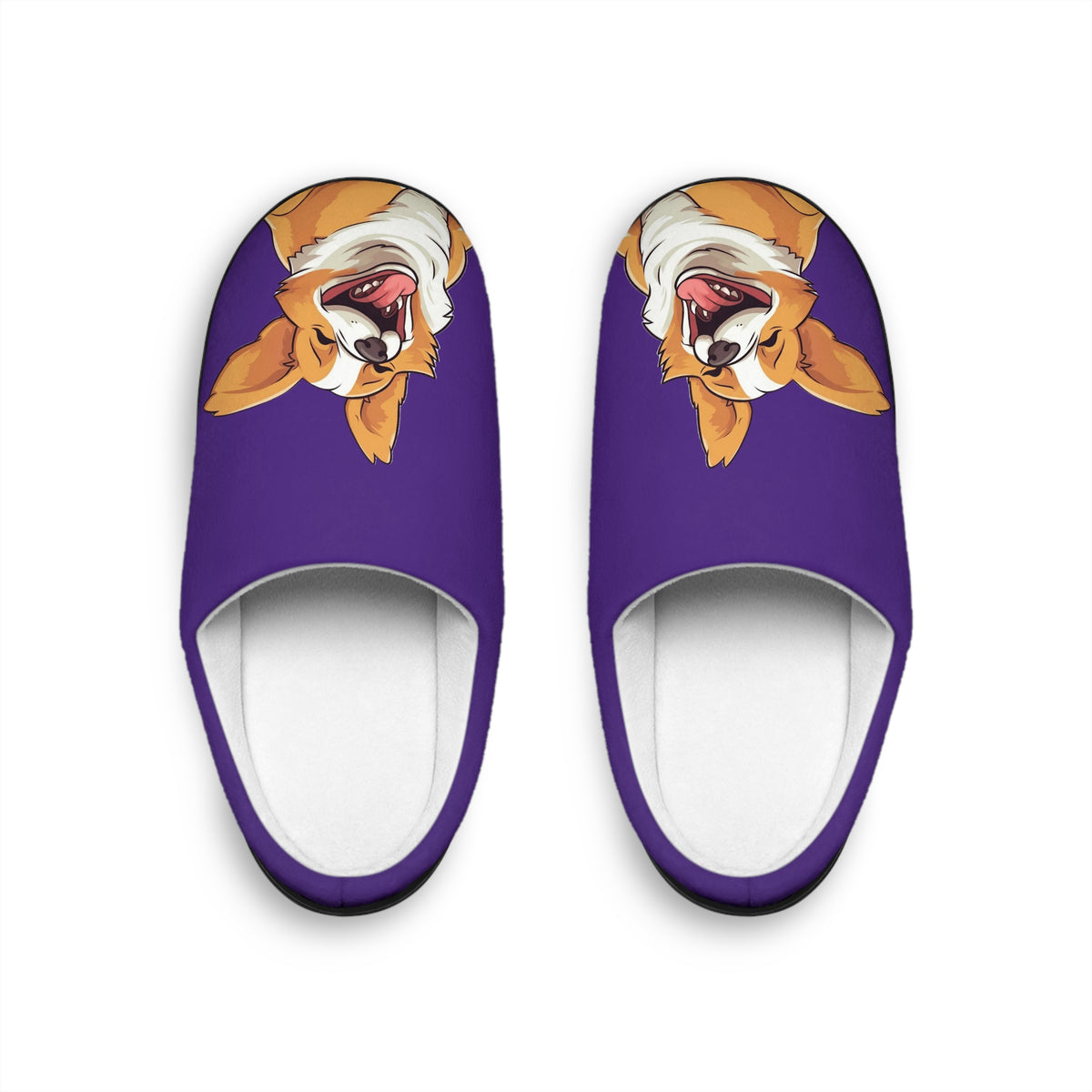 Jolly Jiggling Animated Corgi Slippers - Men's Purple House Shoes