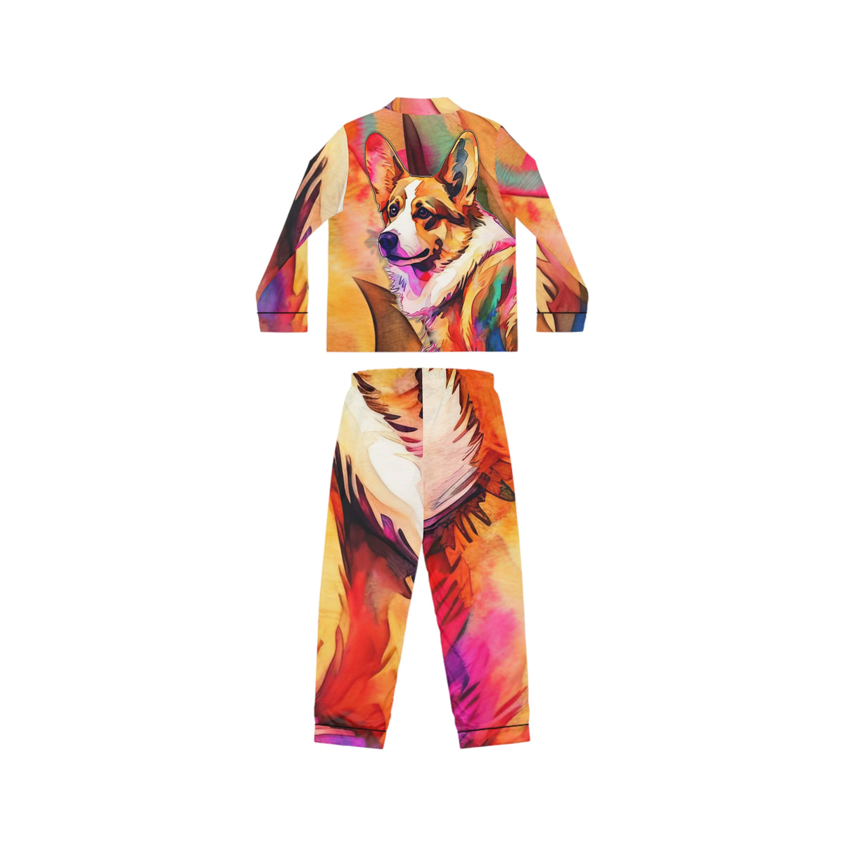 Motley Corgi Silky Pajamas - Watercolor Loungewear