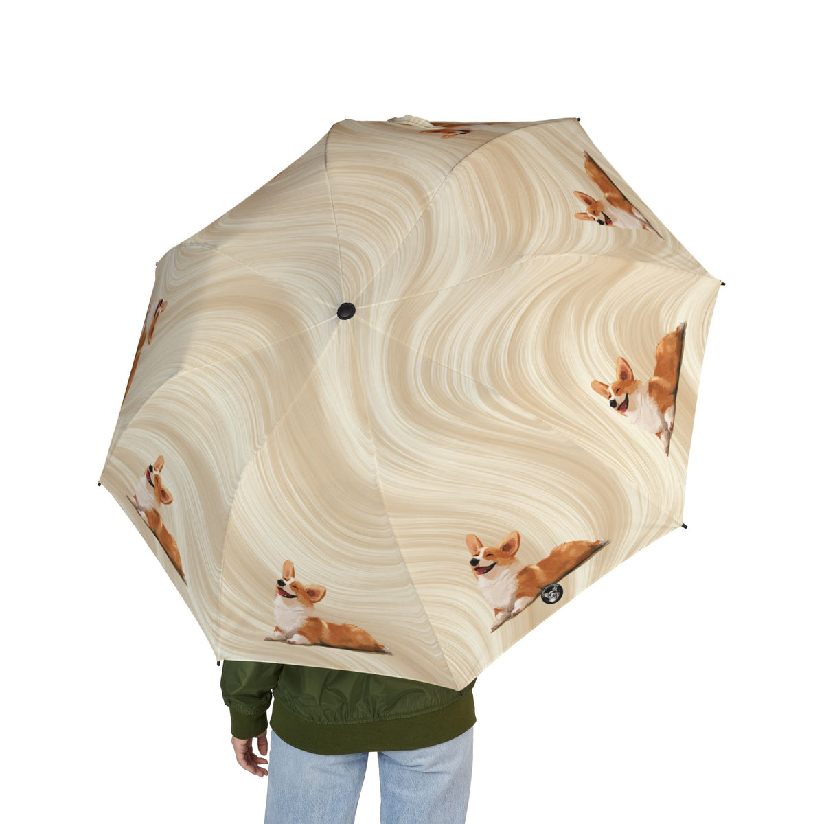 Giddy Sploot Foldable Umbrella — Creamy Champagne Rain Parasol