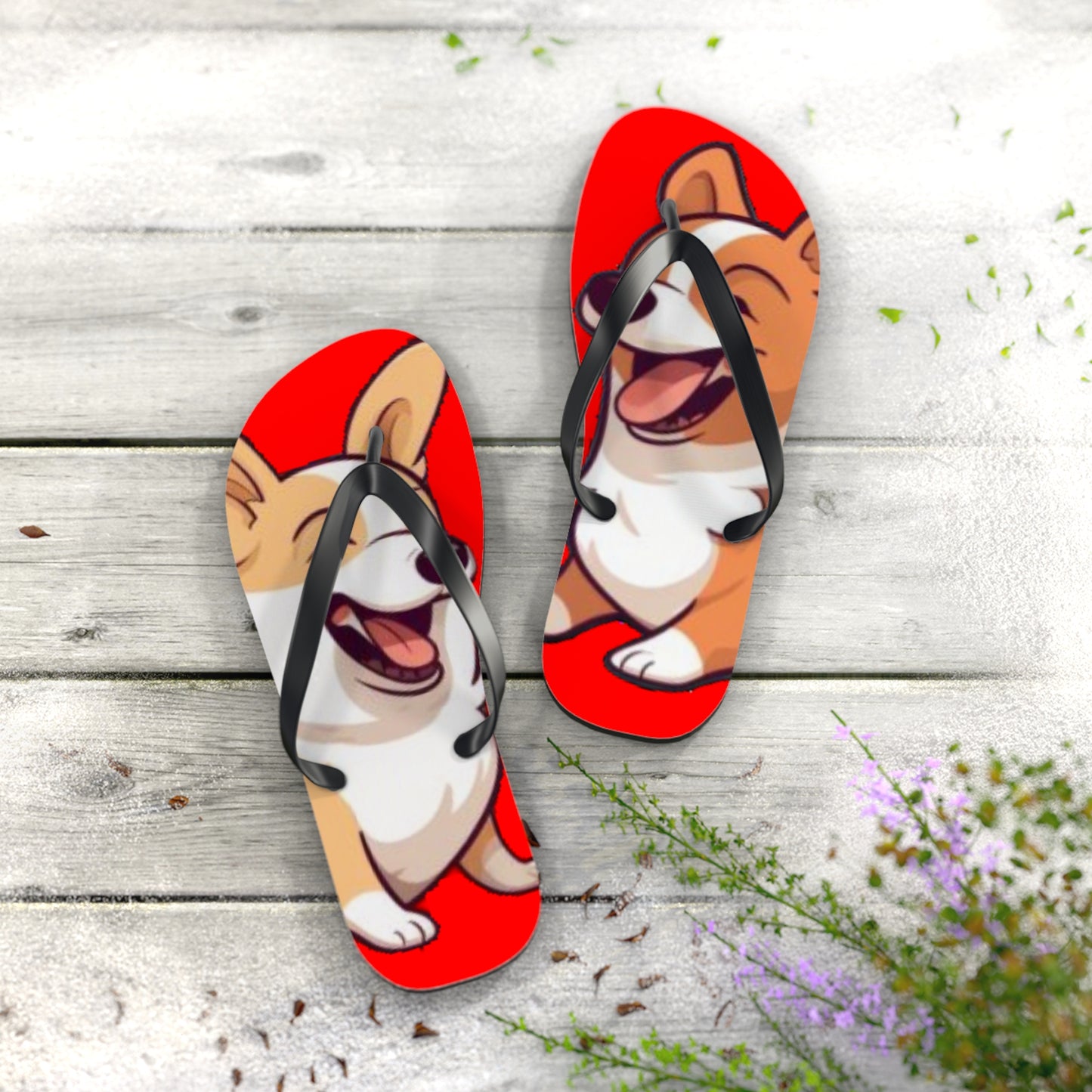 Best Mates Smiling Corgis Unisex Flip Flops — Cool Corgi Themed Sandals for the Beach, Pool, or Anywhere
