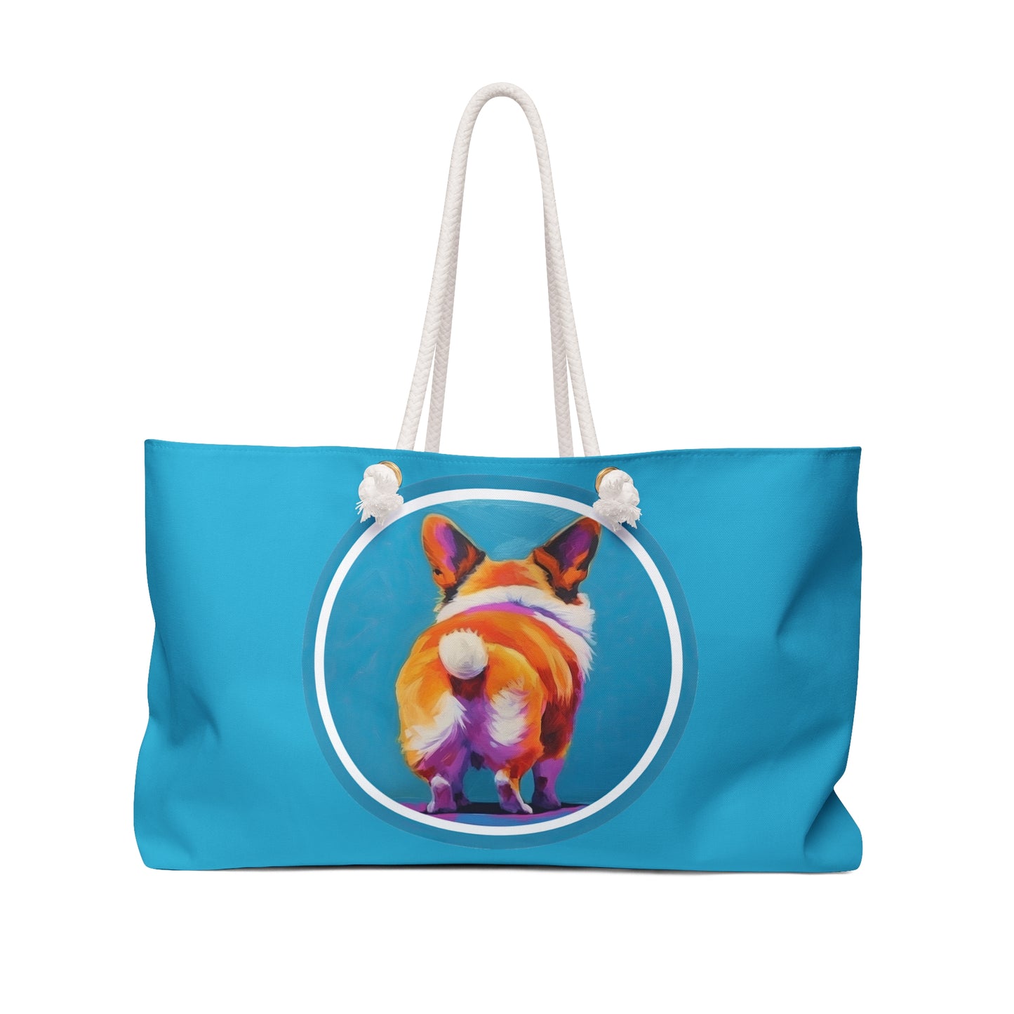 Corgi Butt Custom Artwork Weekender Beach Bag – Blue Corgi Travel Tote