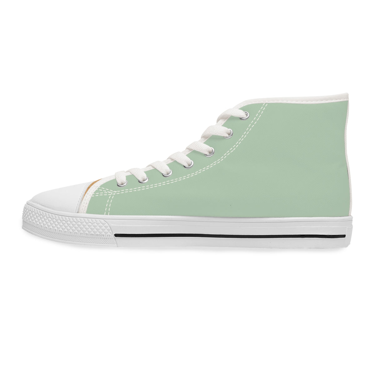 Corgi Classico Women's High-Top Sneakers - Watercolor Wiggler on Momo Mint Canvas with Flaxen Fawn Fur-Effect Tongues