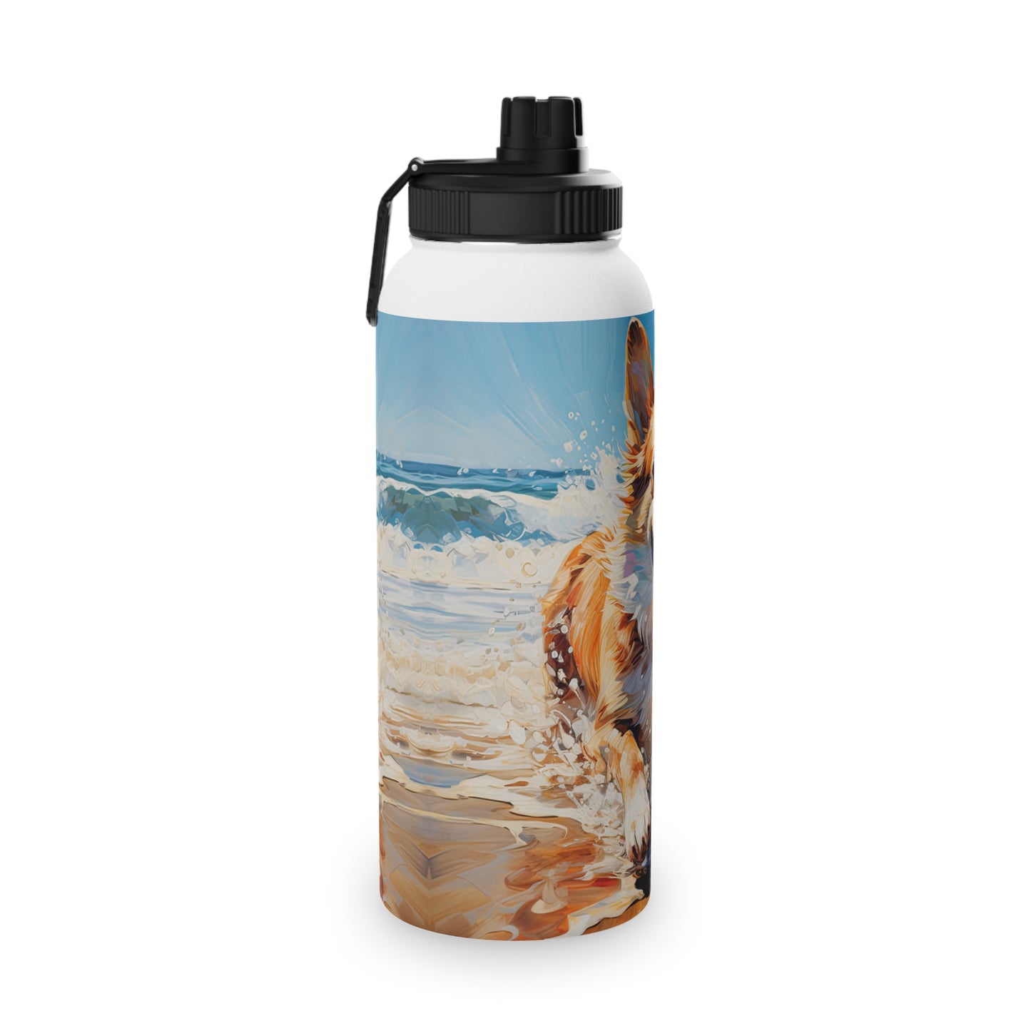 Coastal Corgi - Water Bottle with Sport Lid