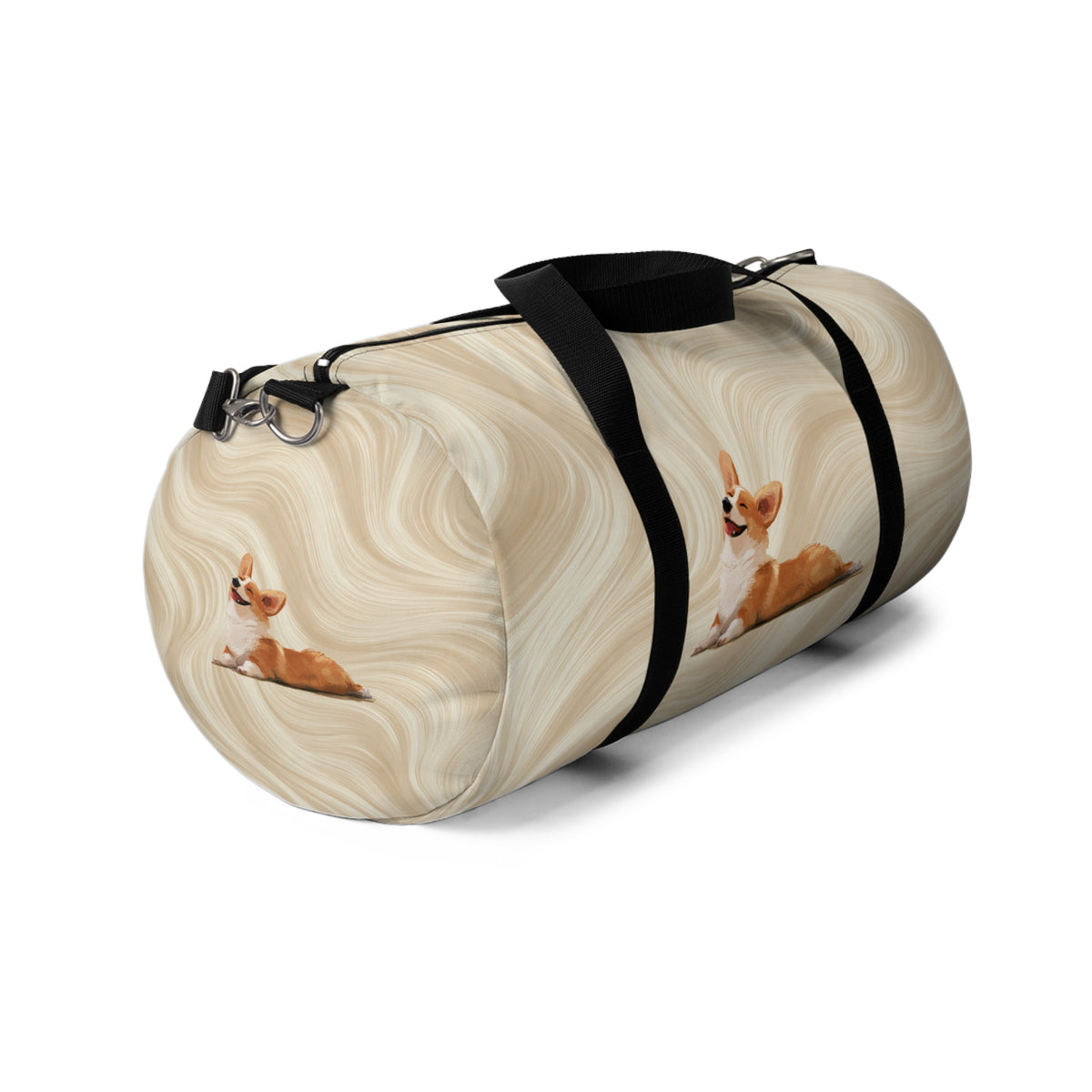Giddy Sploot Duffel Bag - Creamy Champagne Corgi Travel Gym Bag