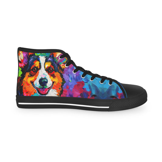 Color Me Corgi Exclusive Watercolor Men's High Top Casual Canvas Sneakers