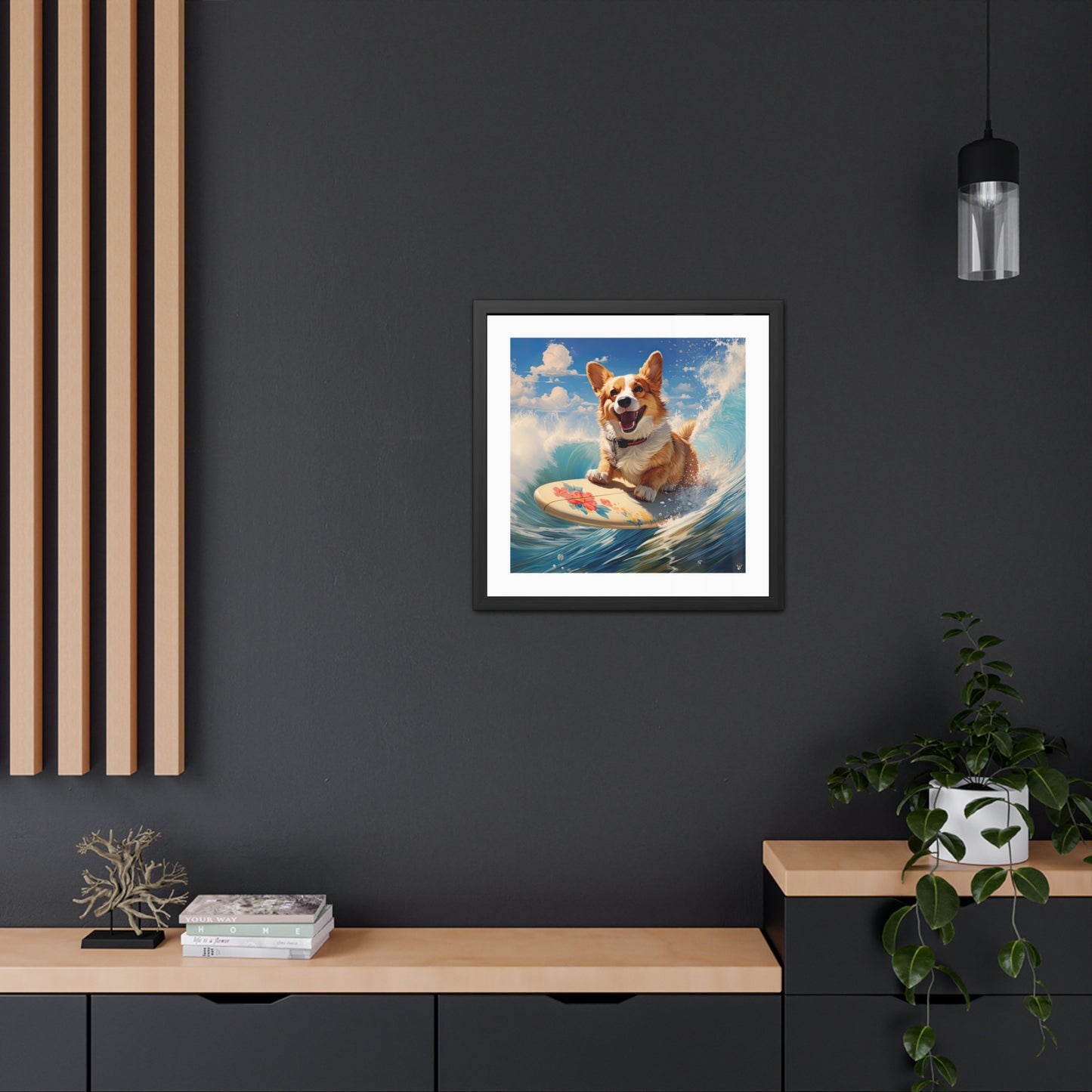 Impression encadrée Cowabunga Corgi