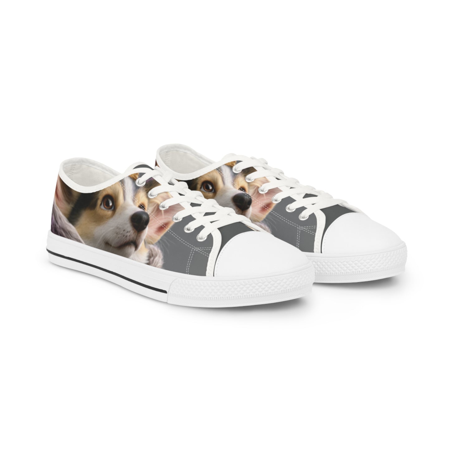 King Pup Cute Corgi Face Men's Low Top Casual Canvas Sneakers