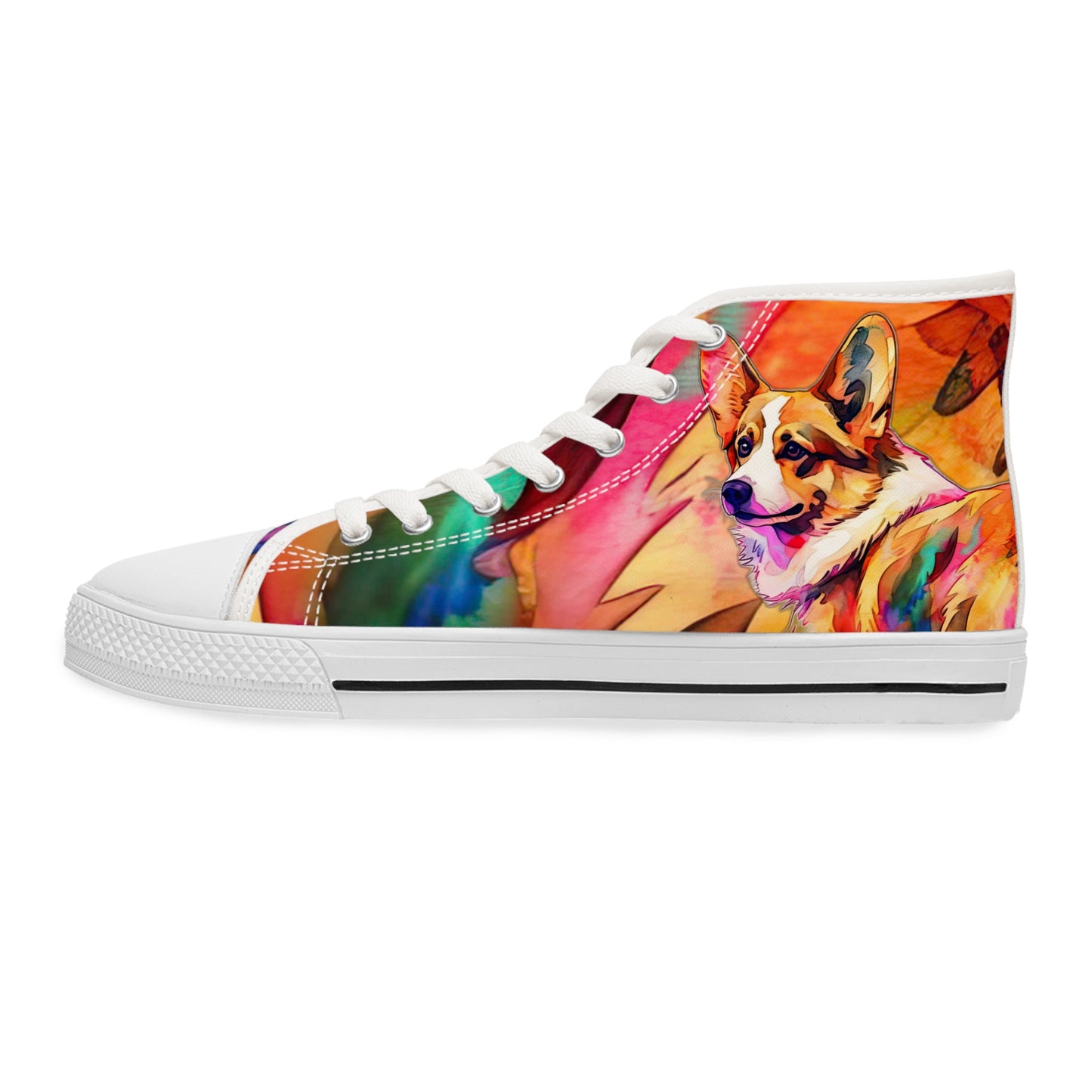 Corgi Pop Art Paint Splash High Top Casual Colorful Canvas Sneakers