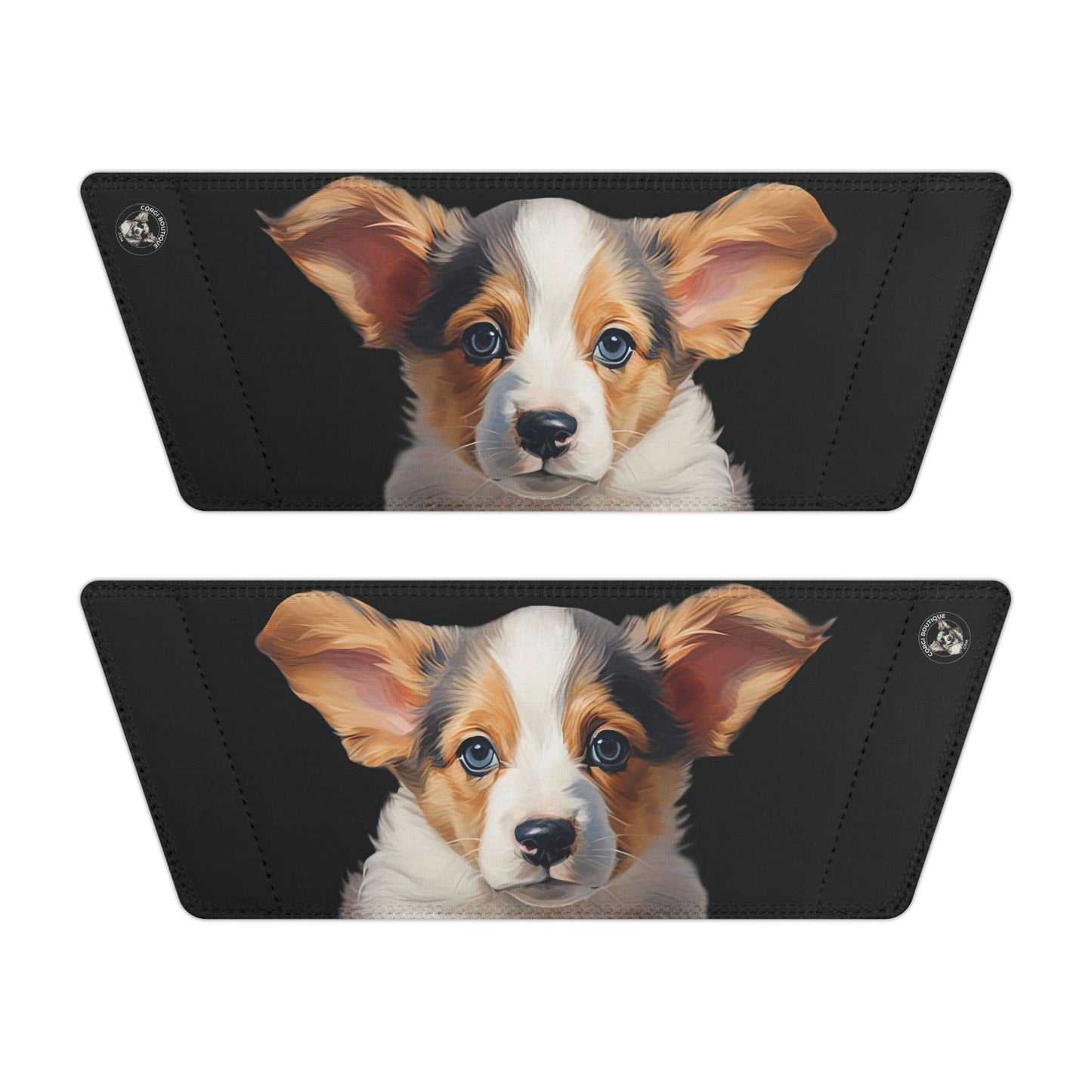 Puppy Dog Eyes Corgi Portrait Women's Casual Black Slide Sandals - Pool & Beach Slides