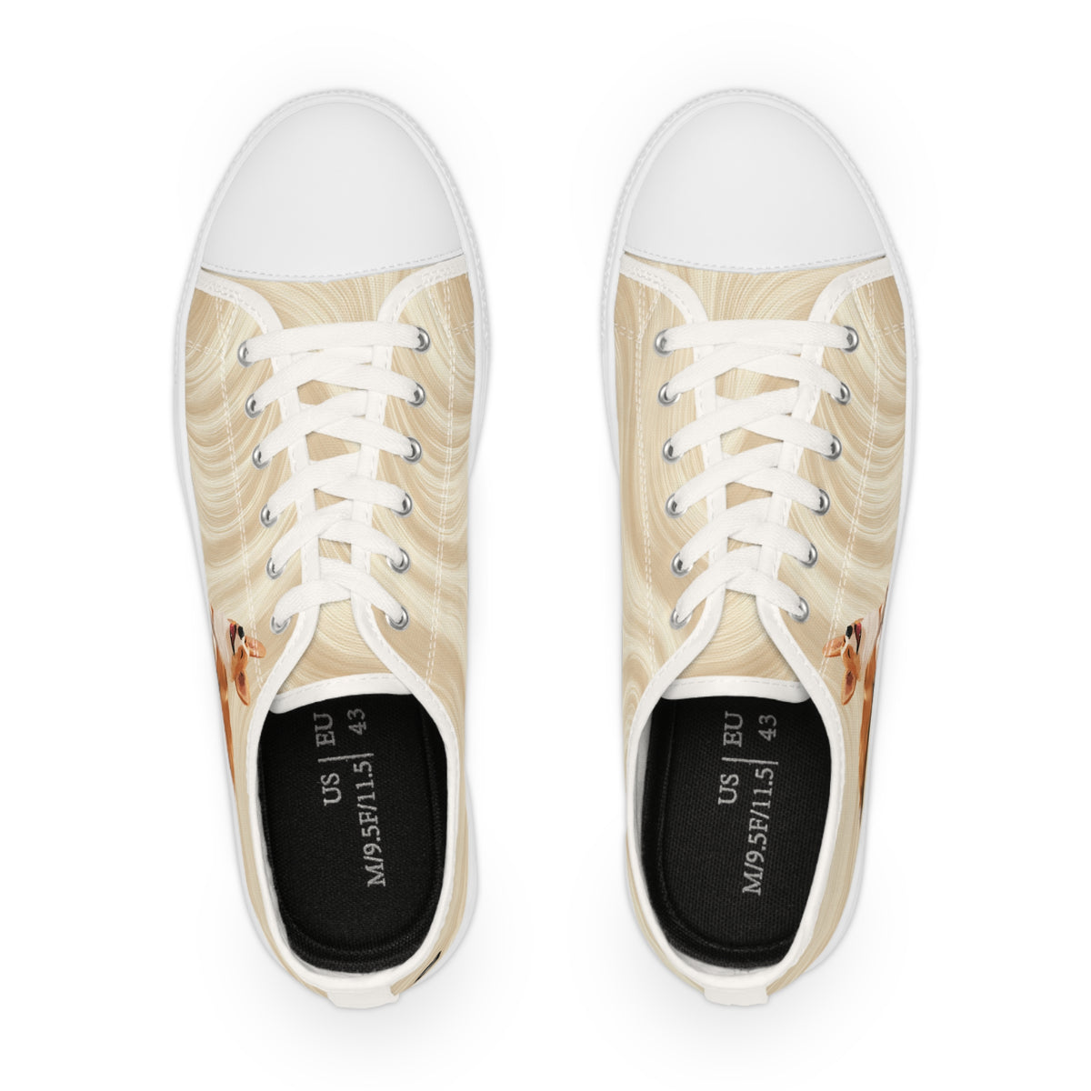 Giddy Sploot Men's Low Top Casual Creamy Champagne Canvas Corgi Sneakers