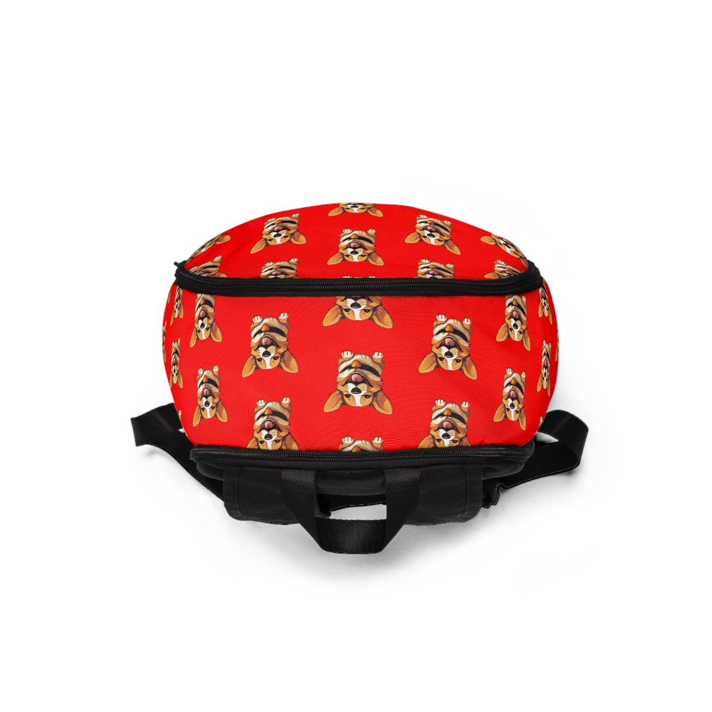Puppy Love Corgi Mosaic Pattern Backpack — Red Corgi Rucksack