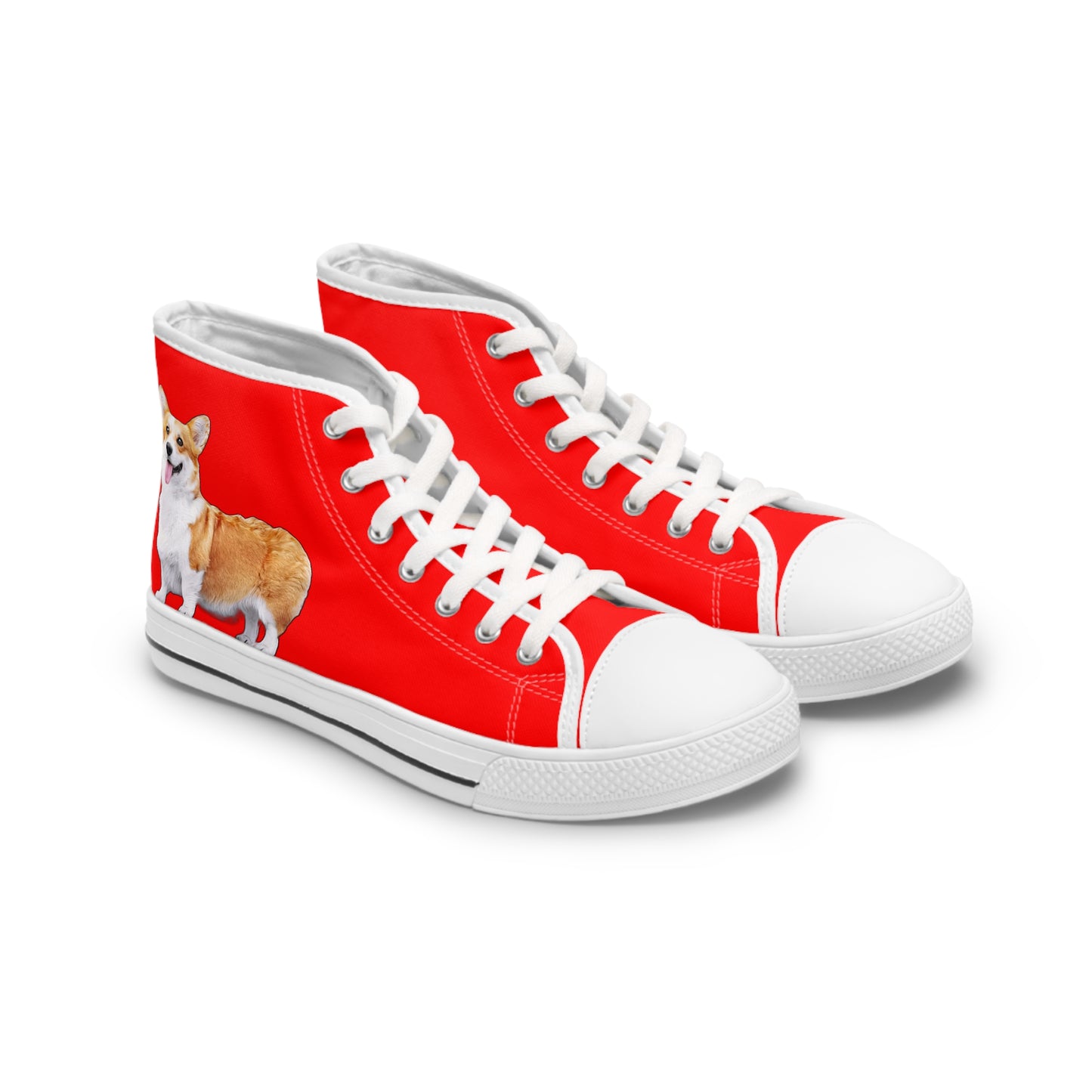 Best in Show Classic Corgi Portrait Women's High Top Sneakers on Red Canvas