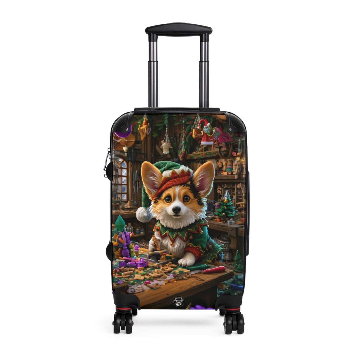 Santa's Little Helper Christmas Corgi Elf Suitcases — Festive Holiday Rolling Luggage