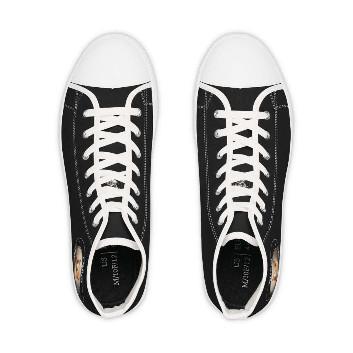 Corgi Aficionado Men's High Top Casual Black Canvas Sneakers with a Classic Corgi Portrait