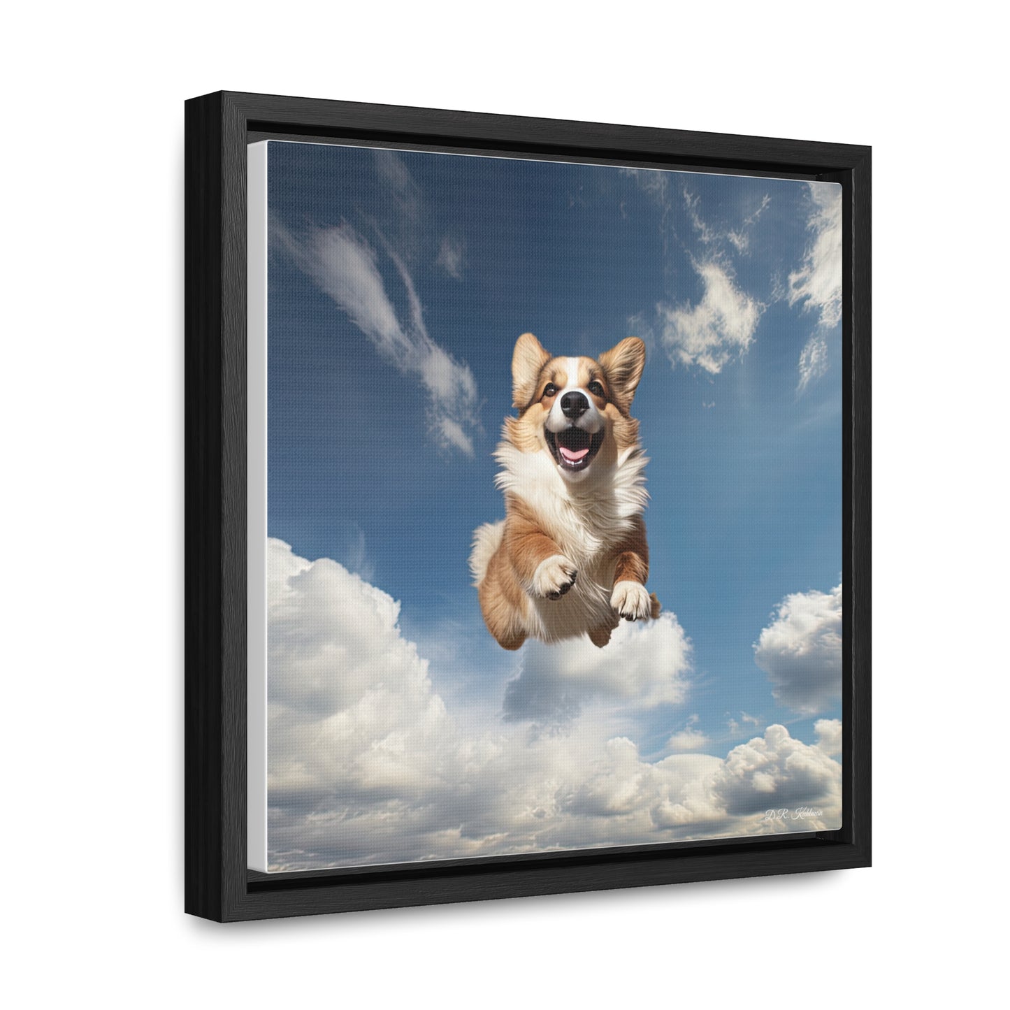 Flying Corgi - Framed on Canvas