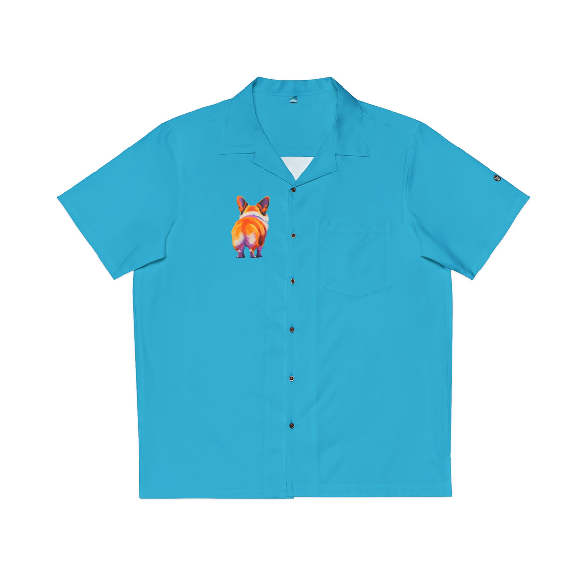 Corgi Butt Artistic Colorful Portrait - Blue Hawaiian Shirt