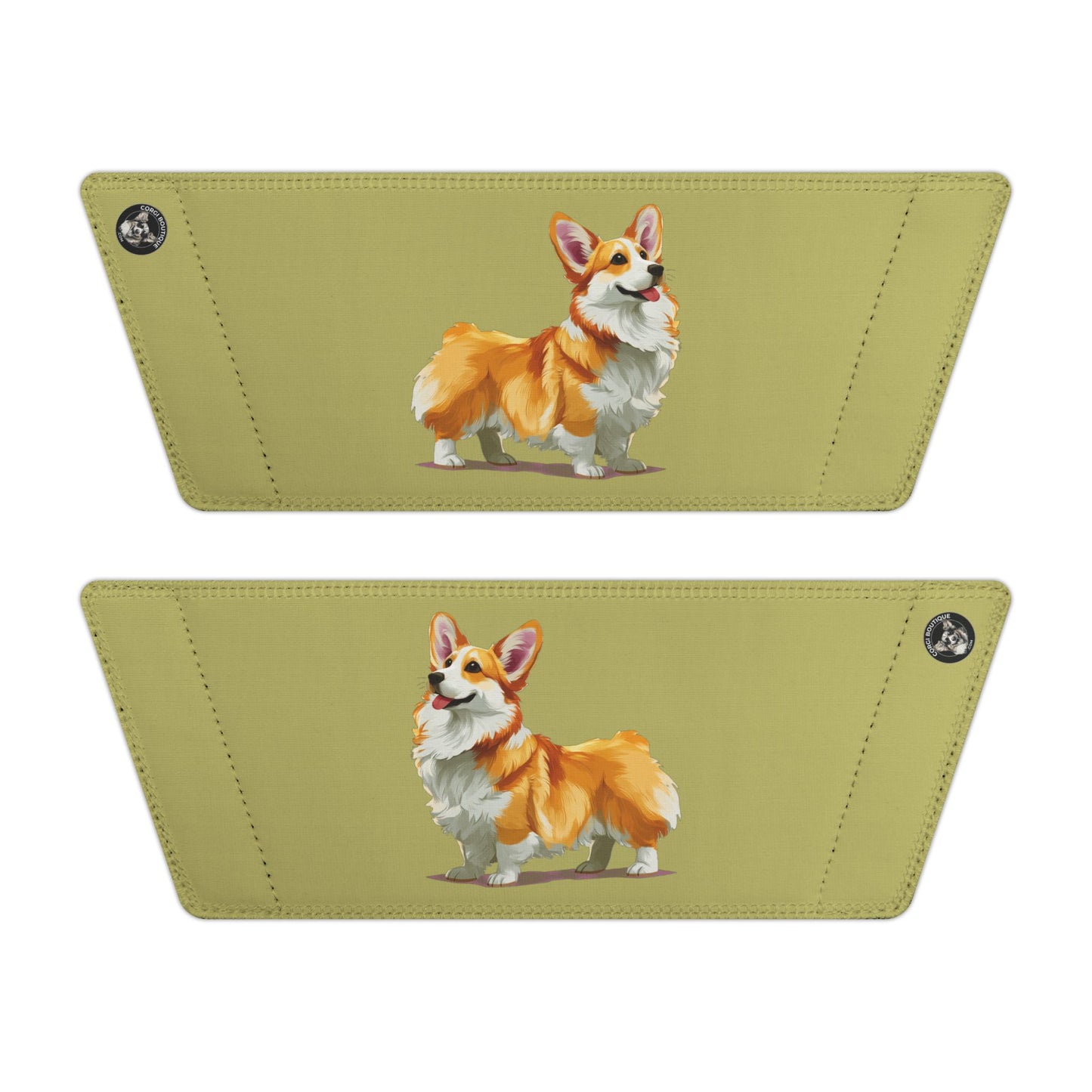 Classic Queen's Corgi Artistic Illustration Men's Khaki Slide Sandals - Casual Pool & Beach Slides