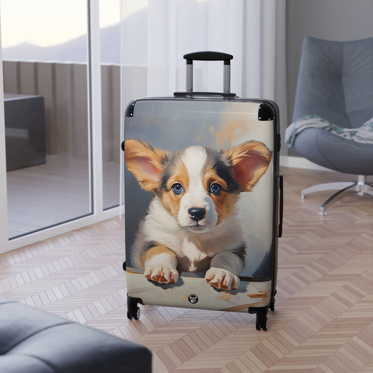 Puppy Dog Eyes Corgi Puppy Travel Suitcases — Adorable Corgi Rolling Luggage