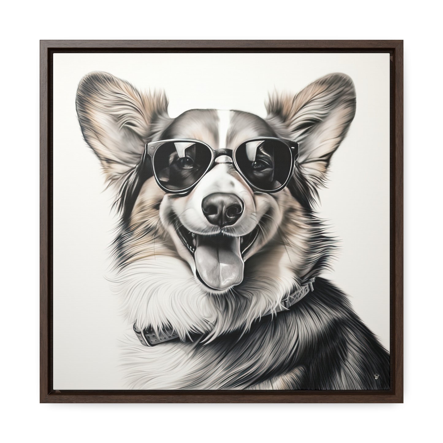 Corgi Cool - Framed on Canvas