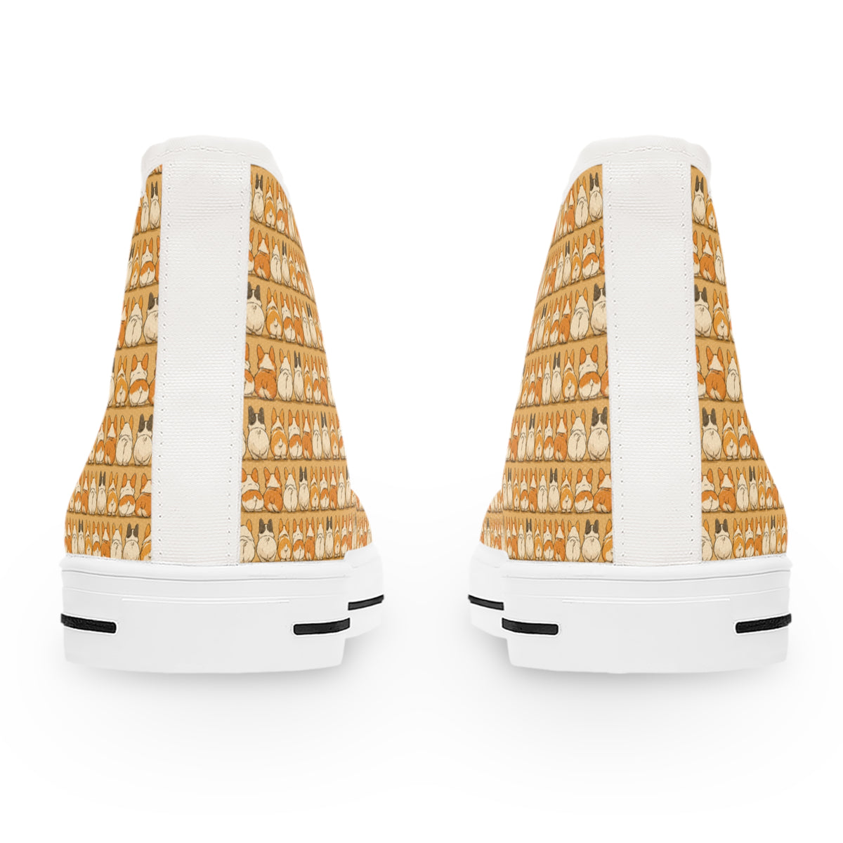 The Bottom Line Women's High-Top Sneakers - Corgi Fanny Formation on Toasted Amber Canvas